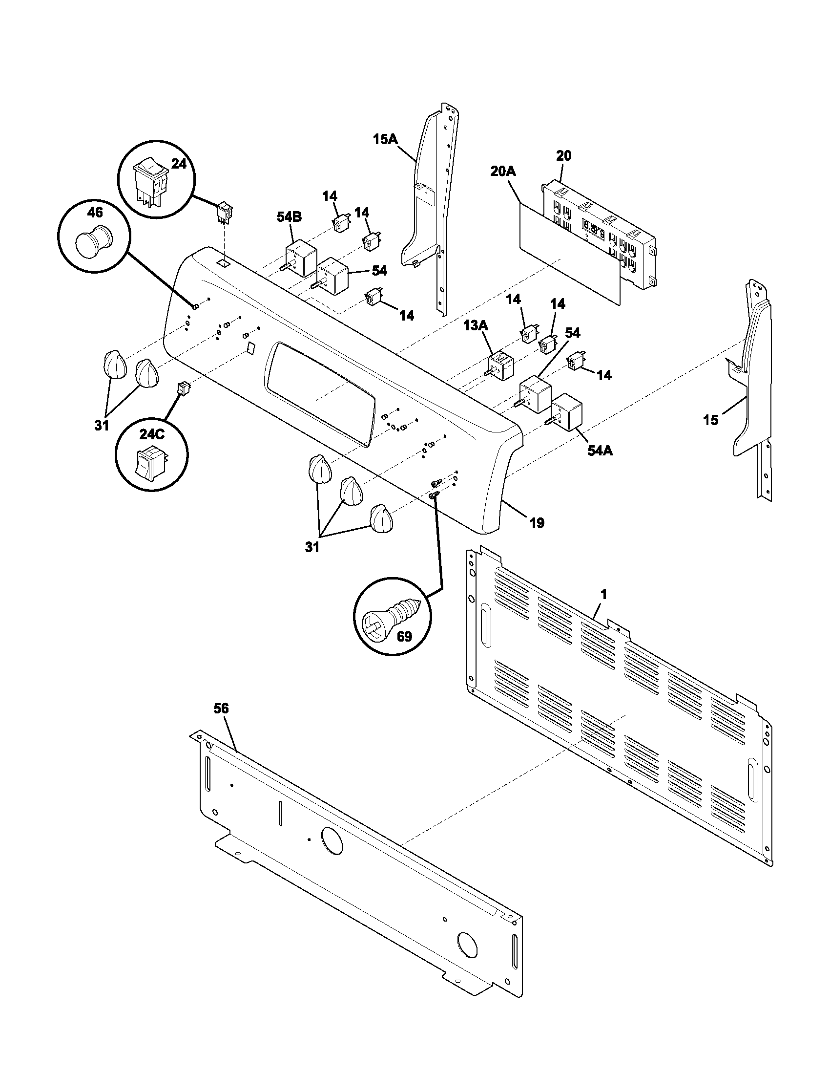 Frigidaire GLEF378AQF backguard diagram
