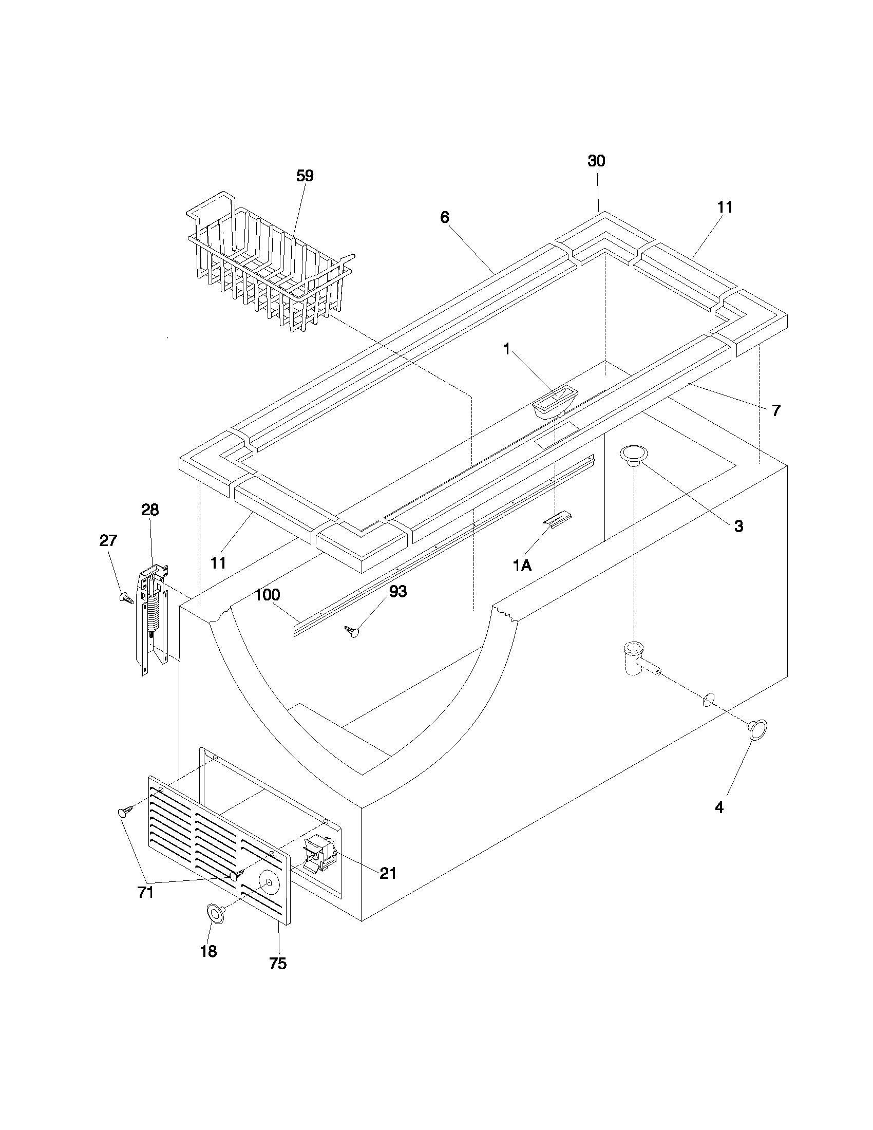 Frigidaire FFC13C7AW2 cabinet diagram