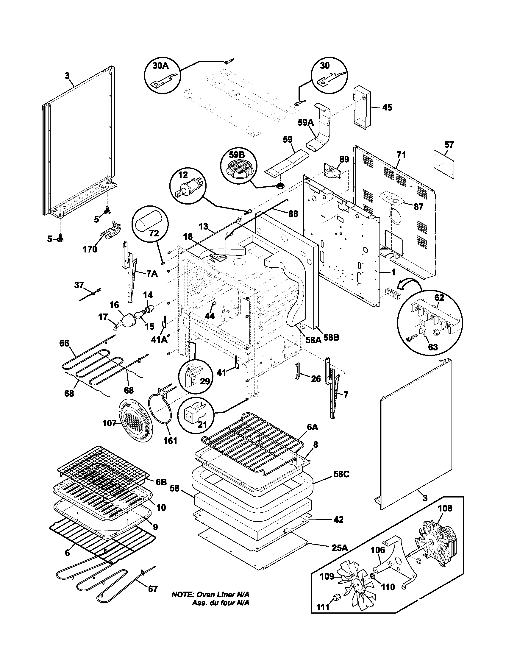 Frigidaire GLEF396ABC body diagram