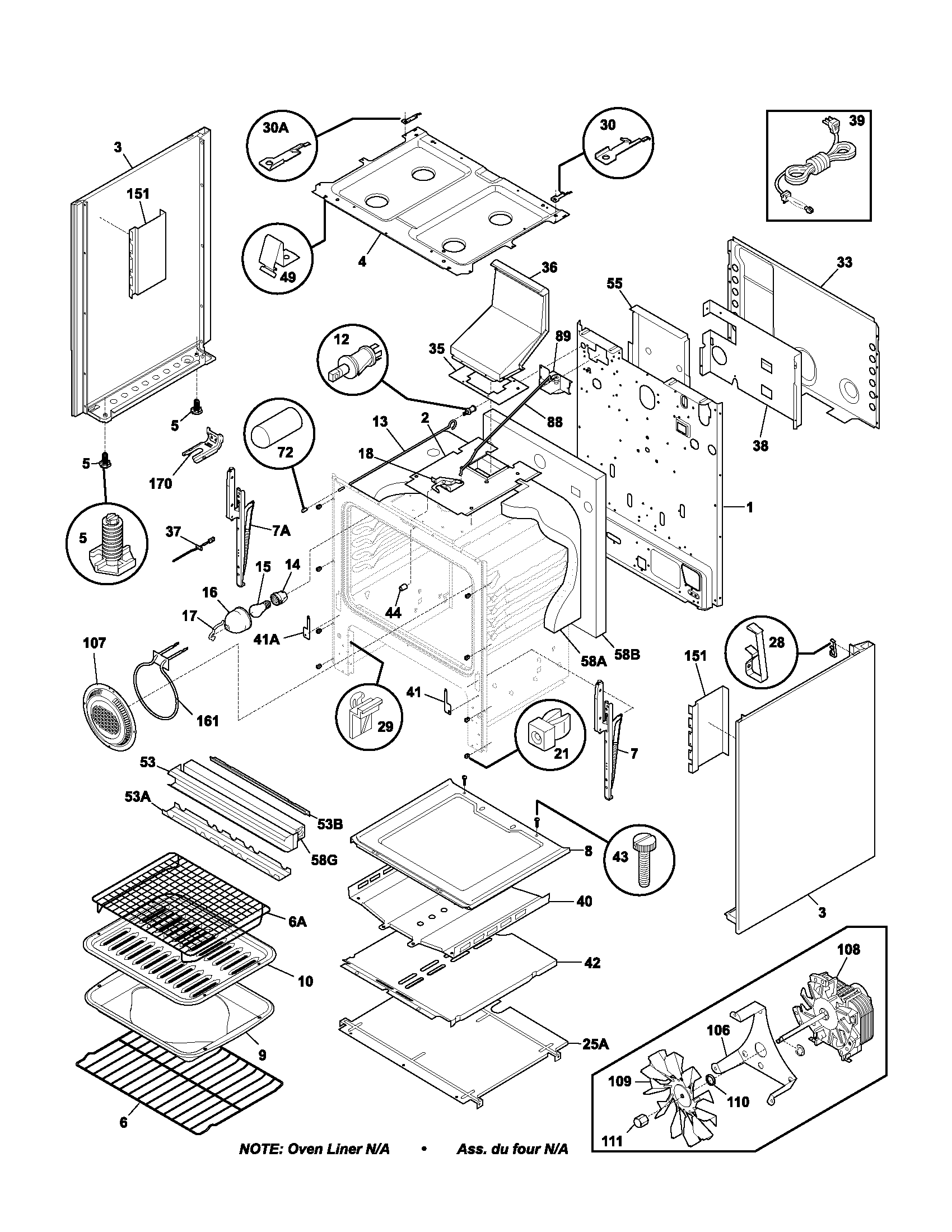 Frigidaire FGFL88ACA body diagram