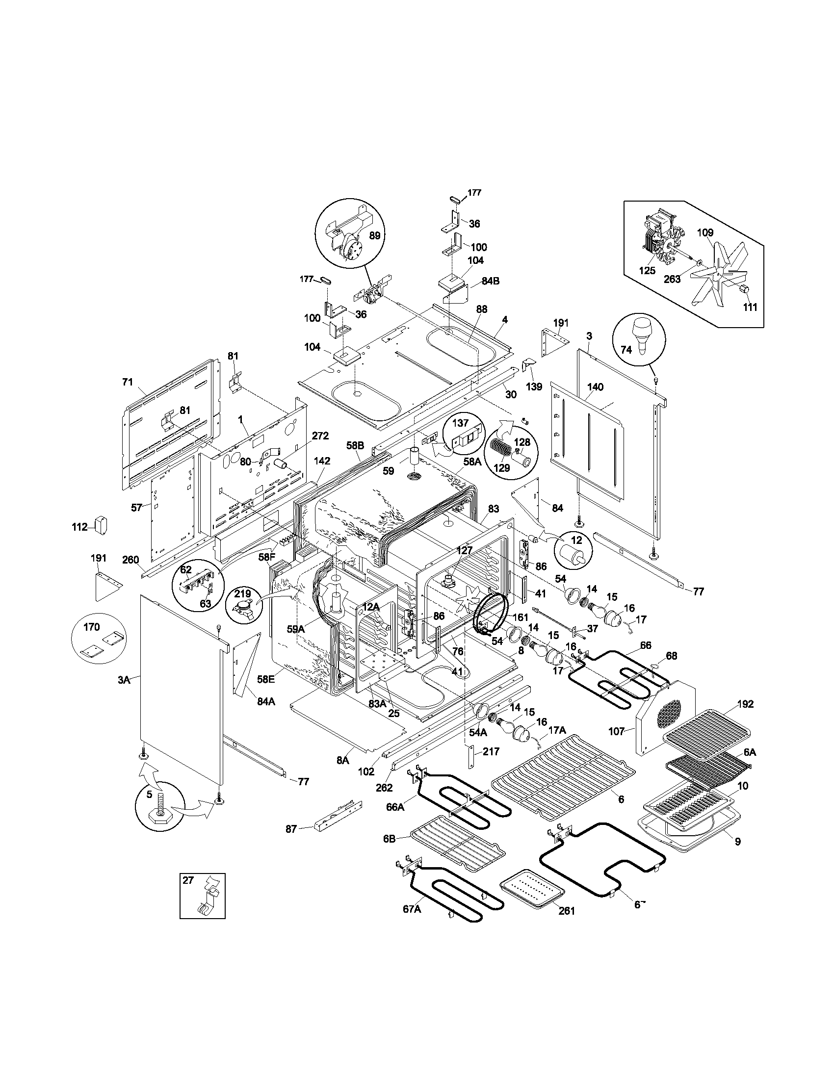 Frigidaire PLEF489CCA body diagram