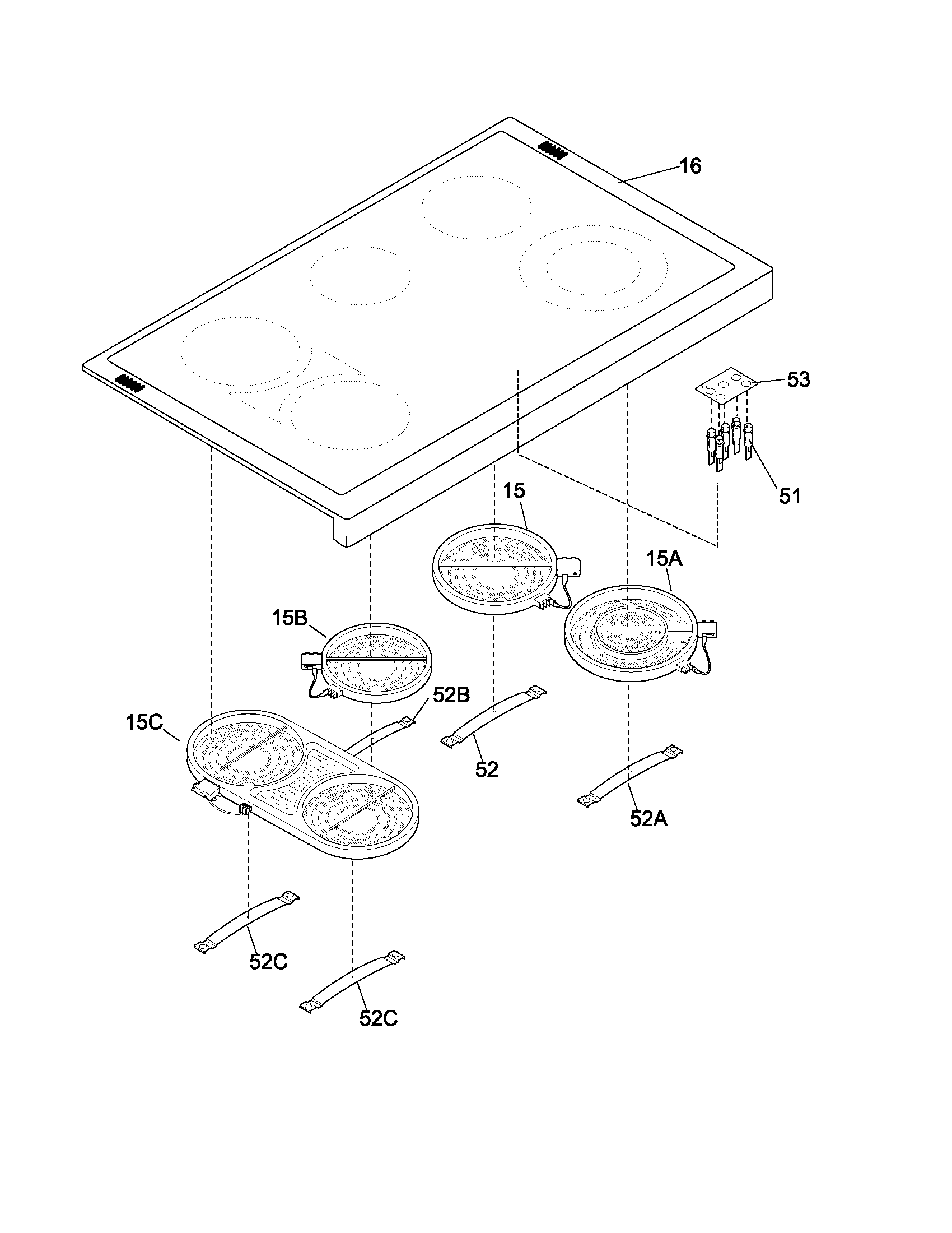 Frigidaire PLEF489CCA maintop diagram
