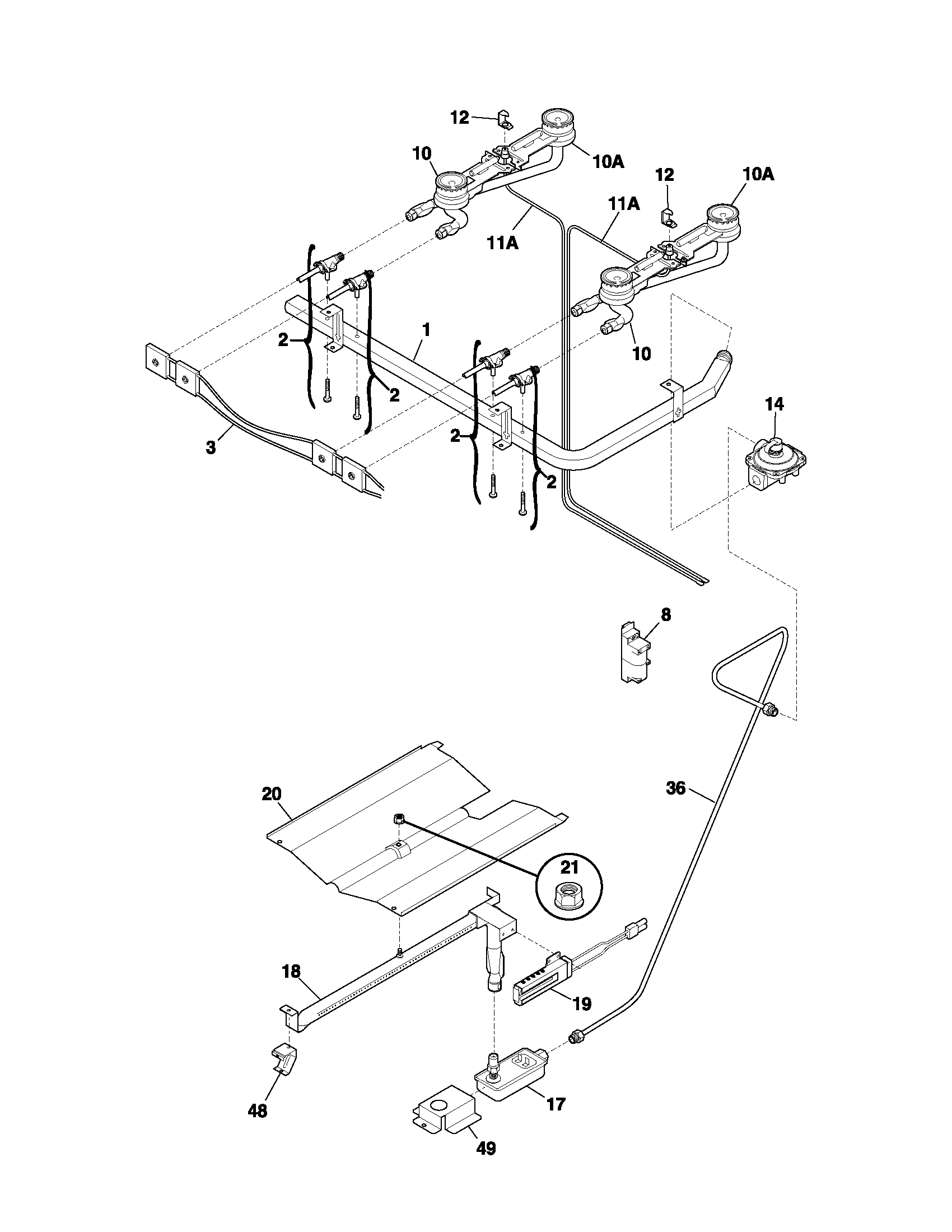Frigidaire FLF316AQB burner diagram