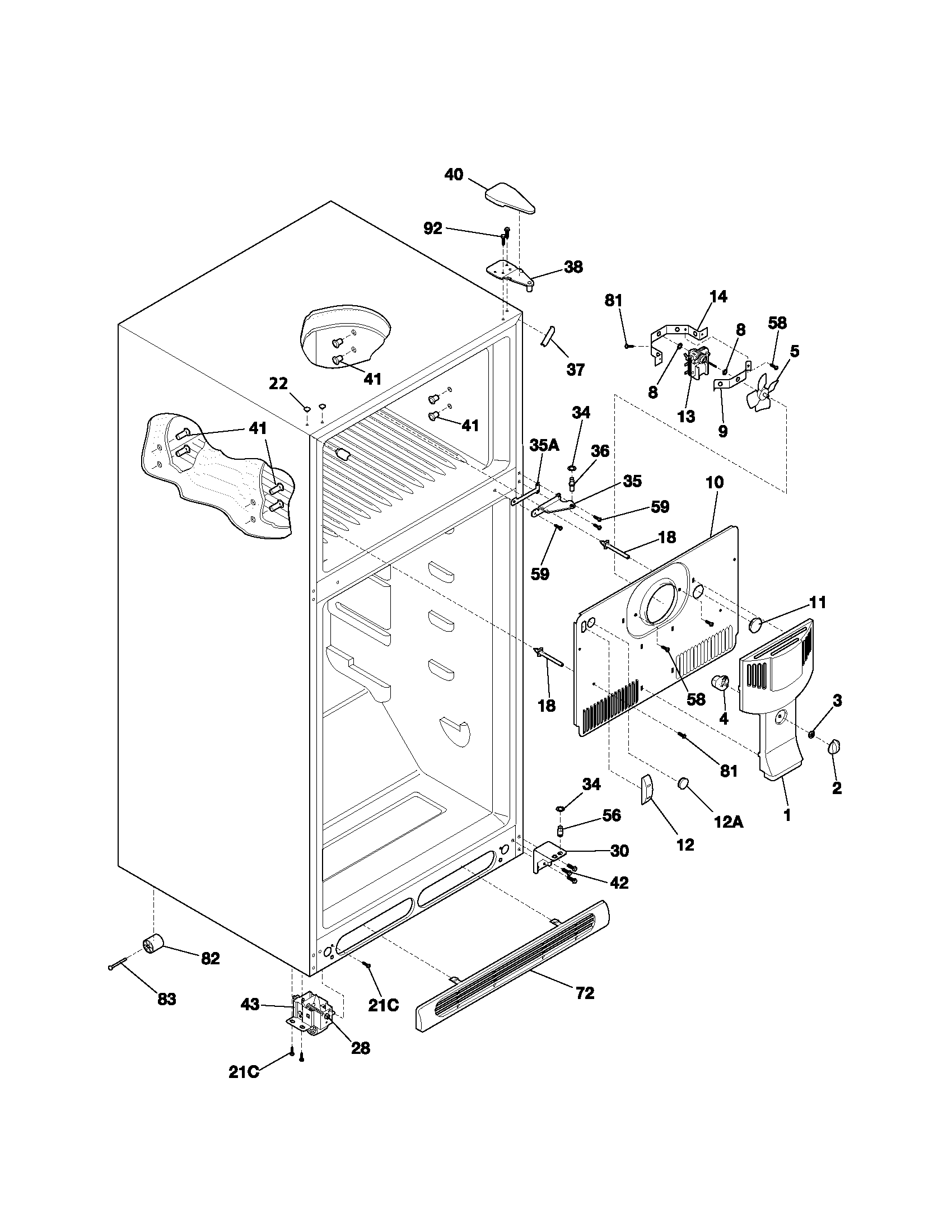 Kenmore 25331612102 cabinet diagram