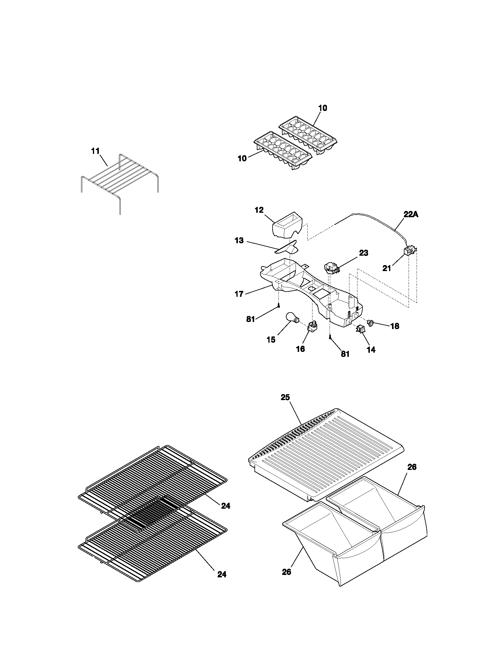 Kenmore 25331612102 shelves diagram