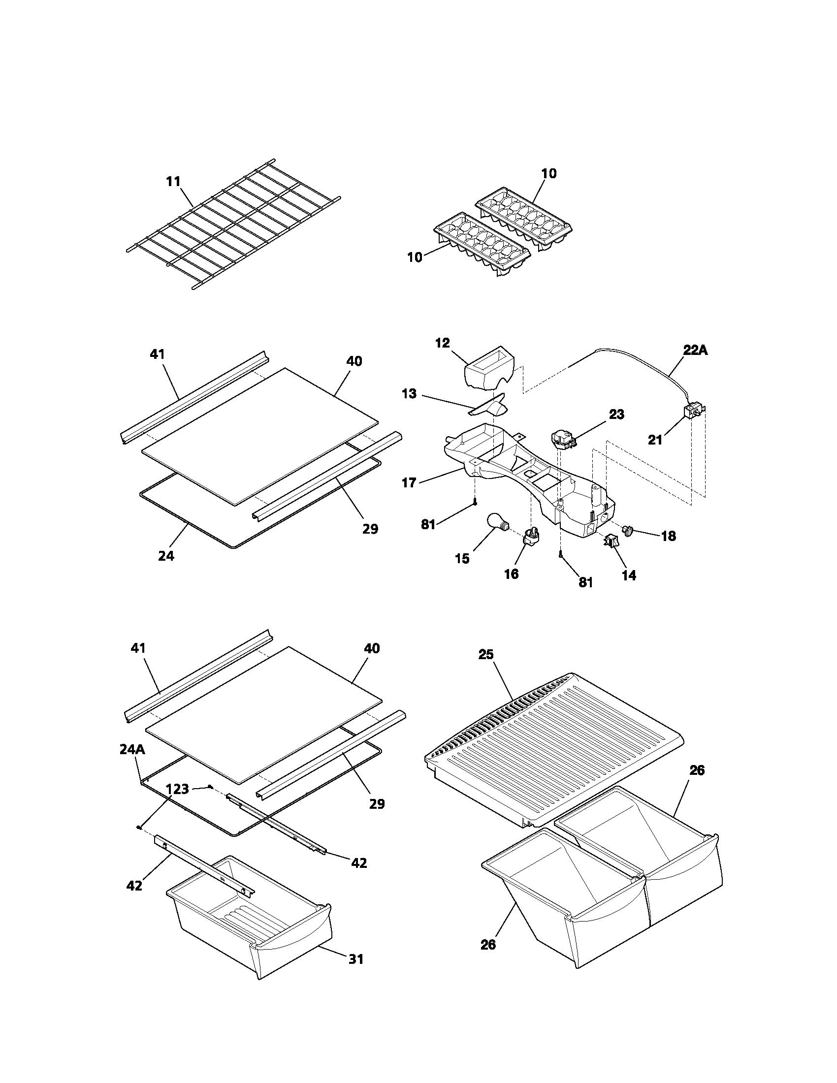 Kenmore 25361662102 shelves diagram