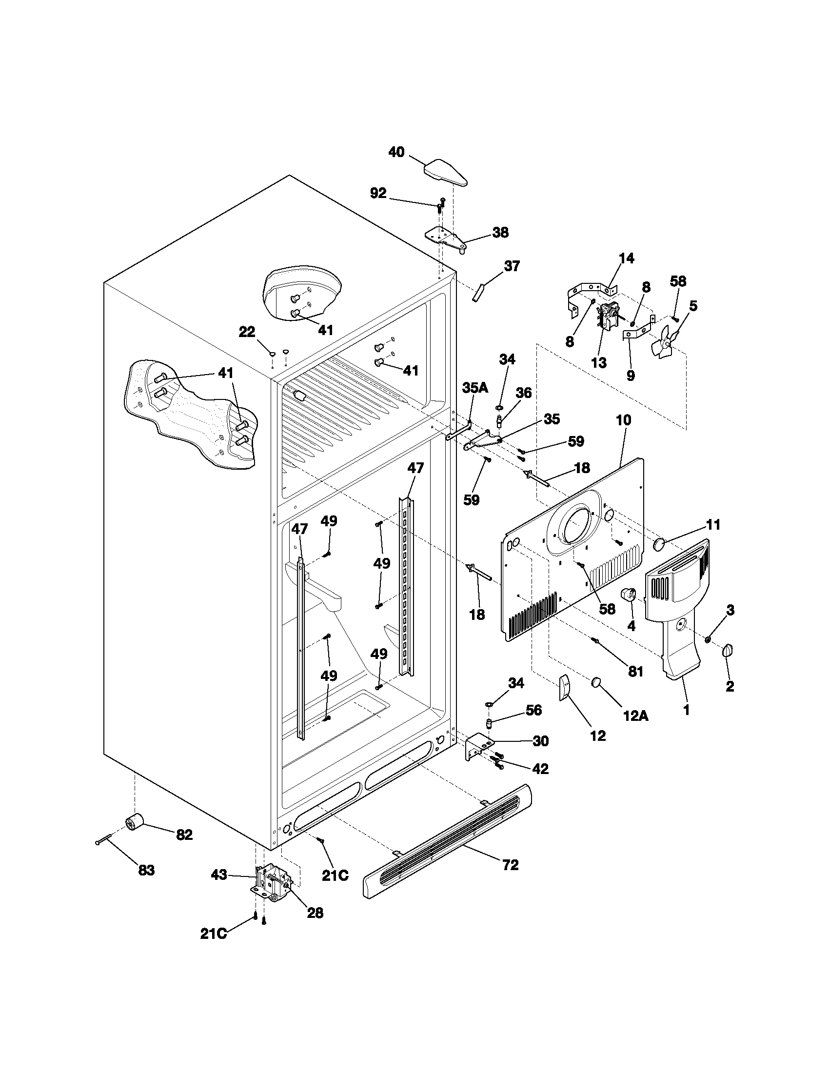 Kenmore 25361822106 cabinet diagram