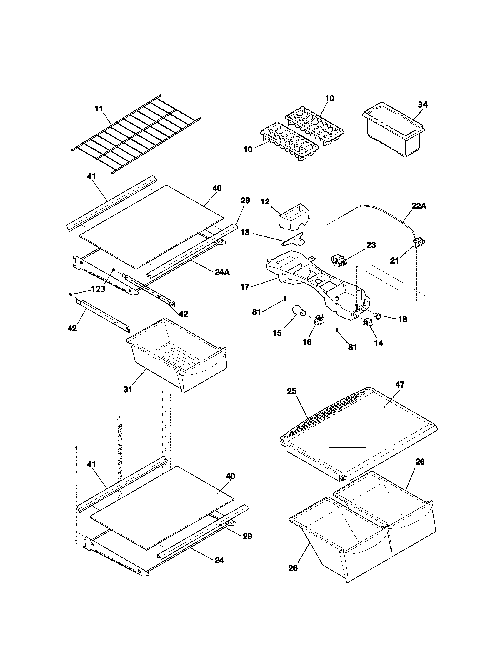 Kenmore 25361822106 shelves diagram