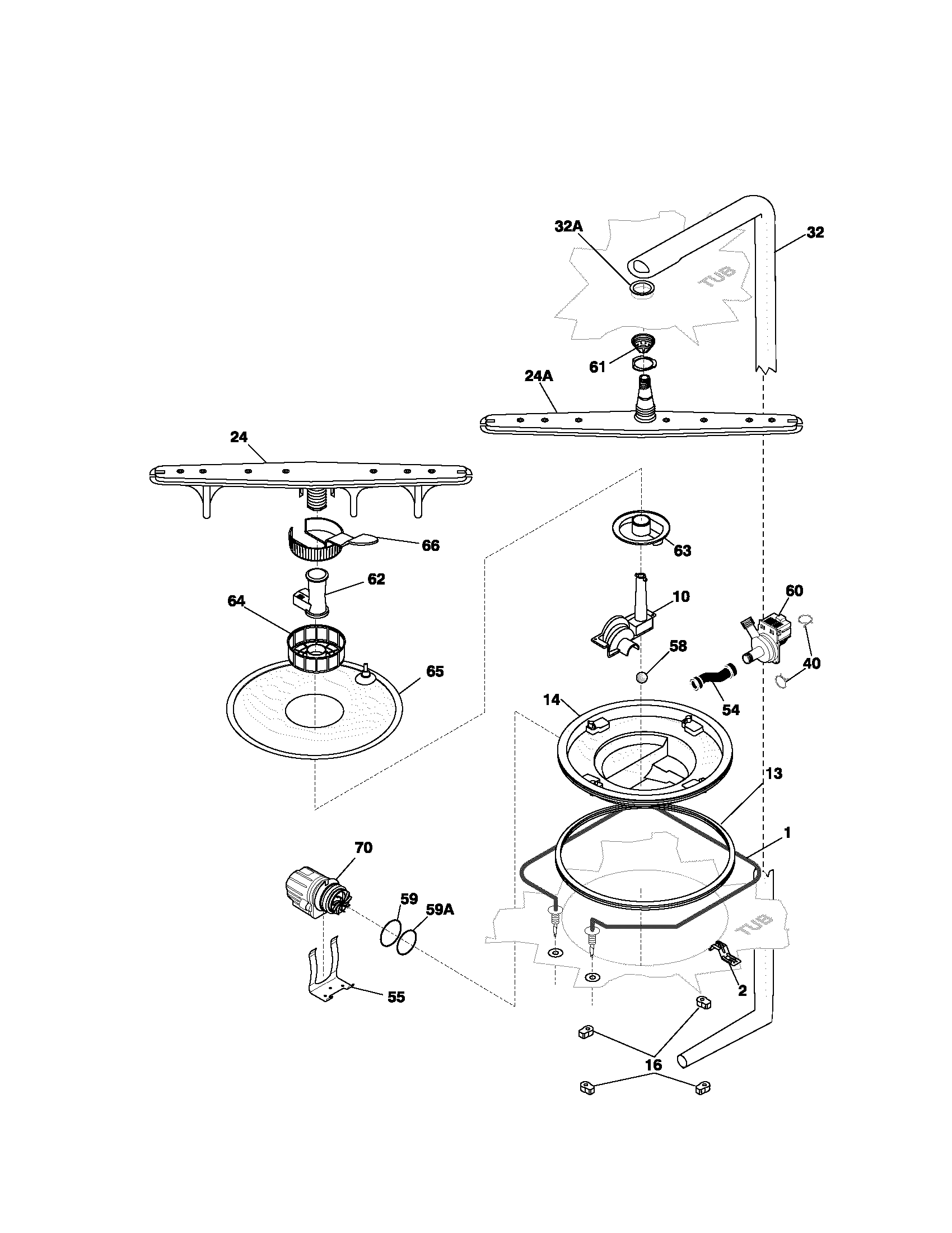 Kenmore 58714131102 motor & pump diagram