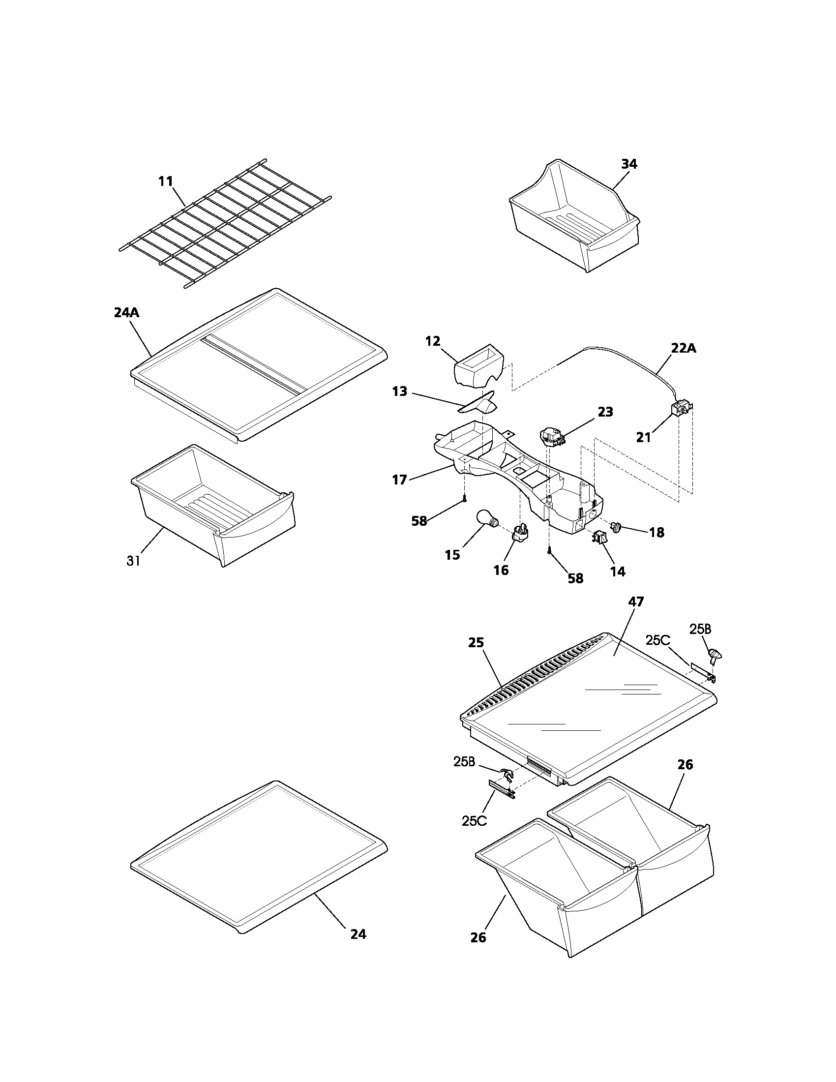 Kenmore 2537188410B shelves diagram