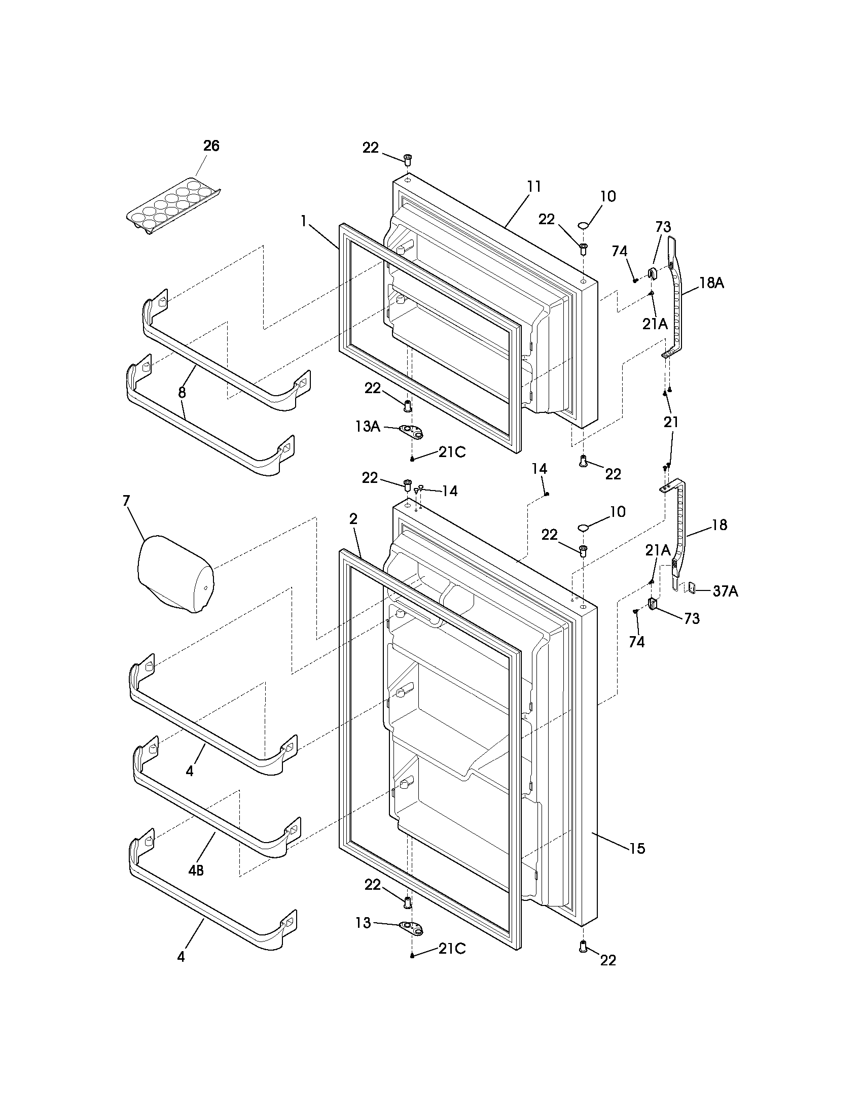 Kenmore 25331620104 doors diagram