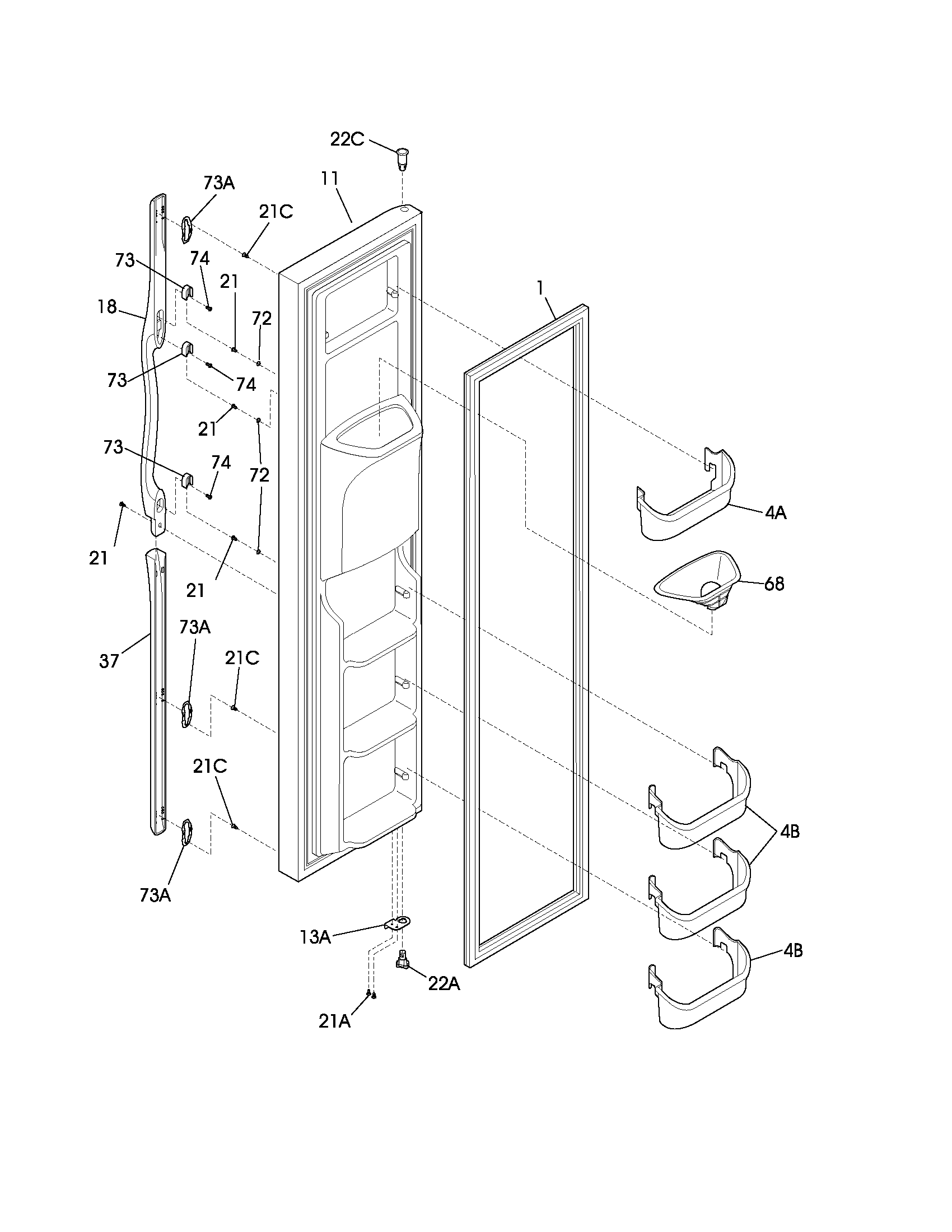 Frigidaire GS26HSZBB1 freezer door diagram