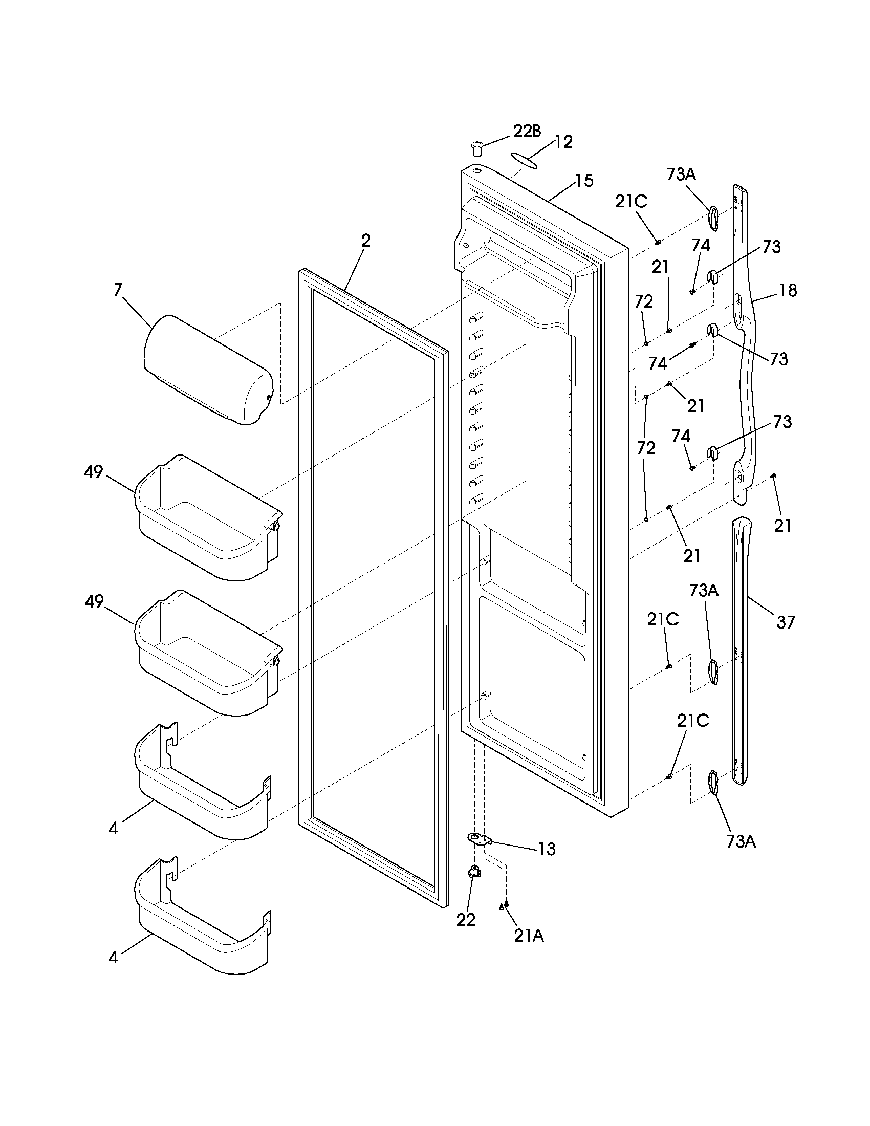Frigidaire GS26HSZBB1 refrigerator door diagram