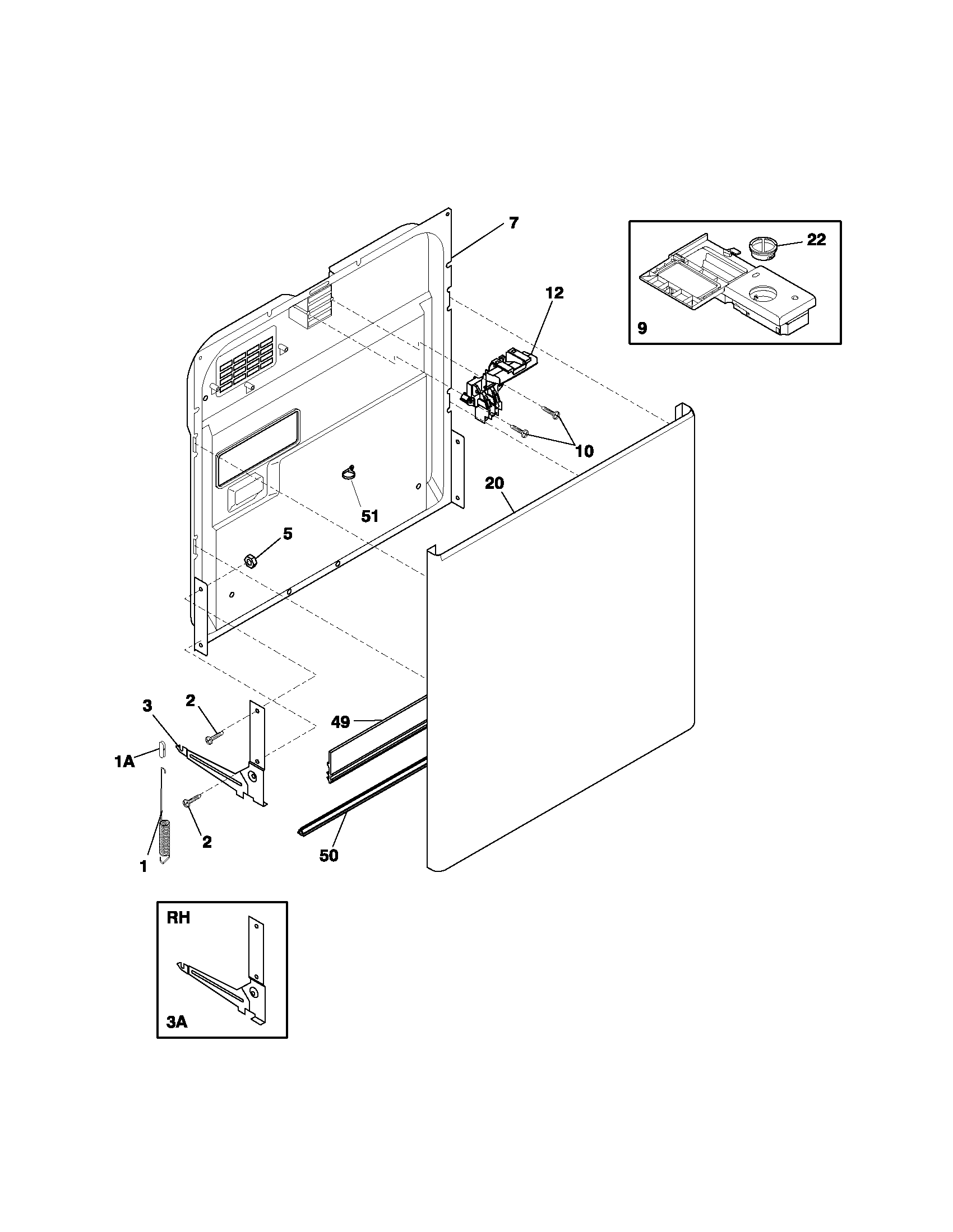 Frigidaire FDB641RAB2 door diagram