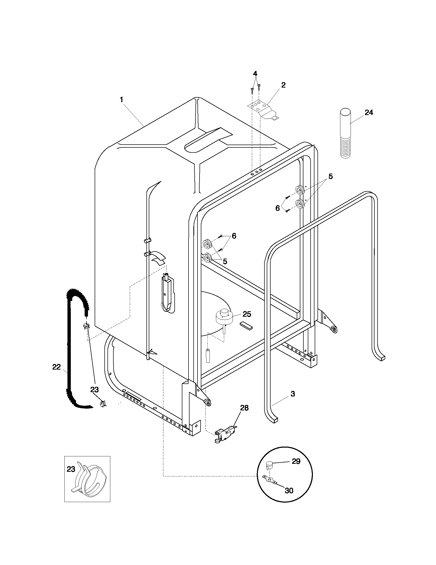 Frigidaire FDB641RAB2 tub diagram