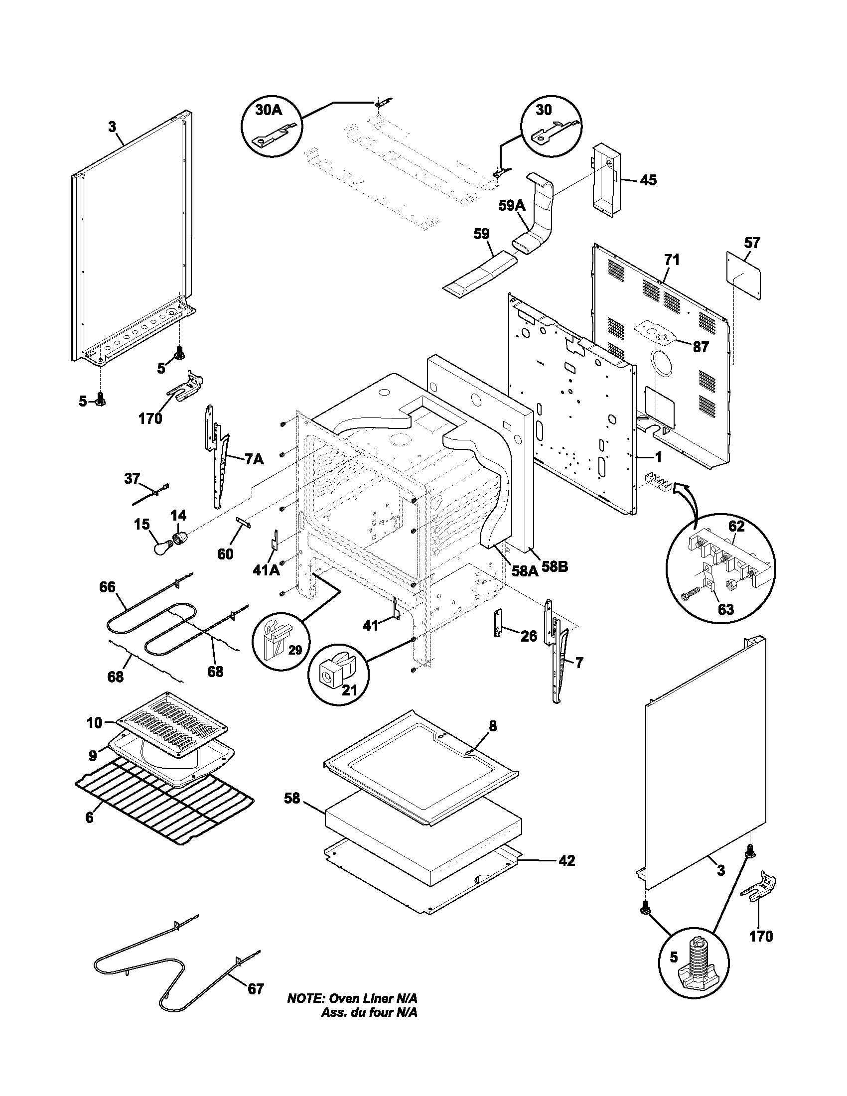 Frigidaire FEF336BCB body diagram