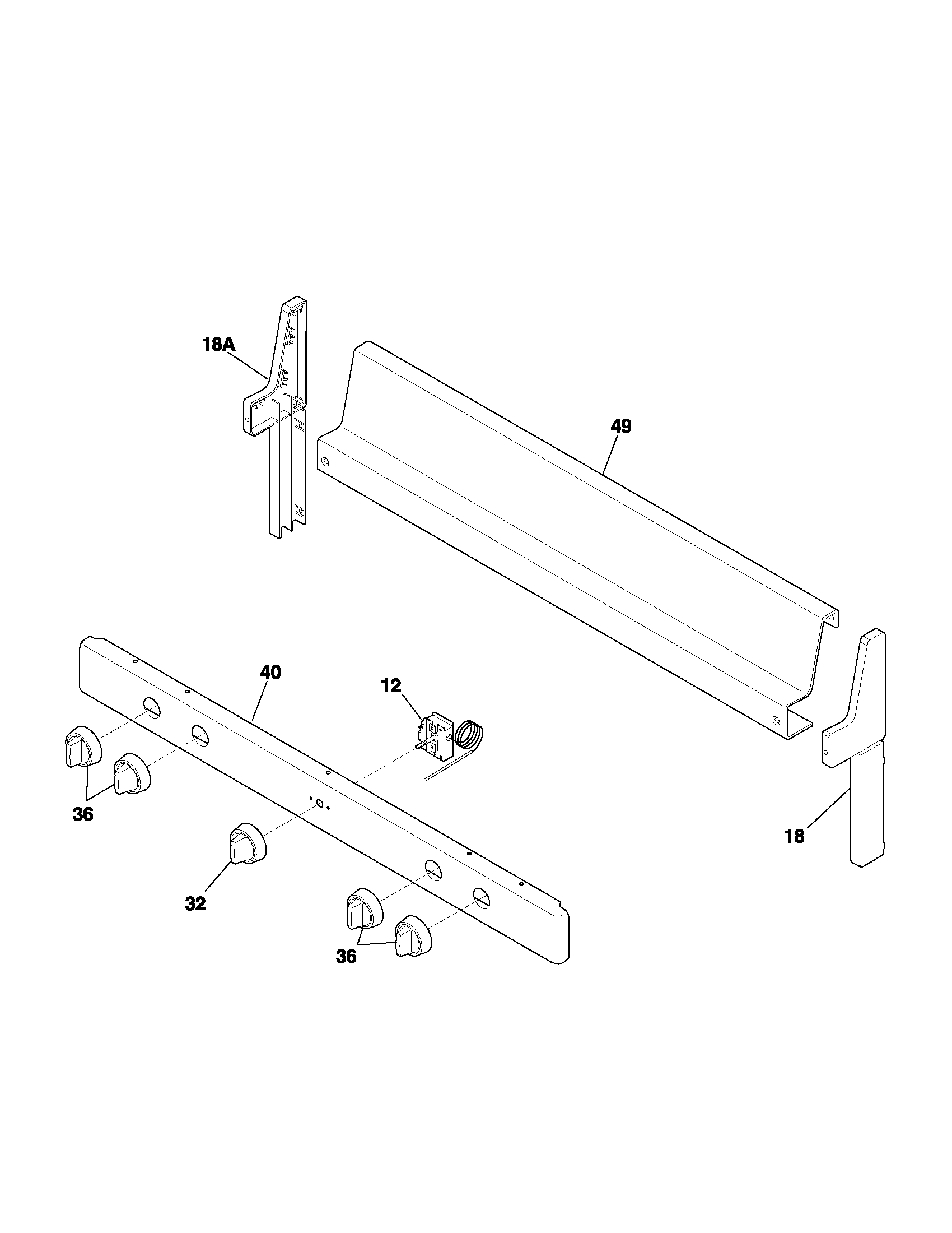 Frigidaire FGF303BWA backguard diagram