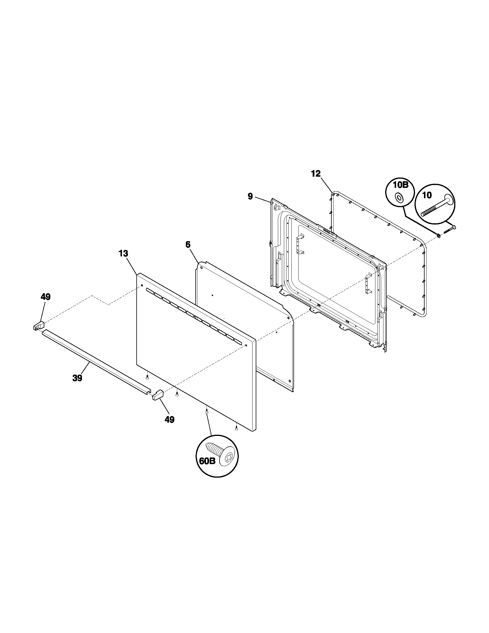 Frigidaire FGF303BWA door diagram
