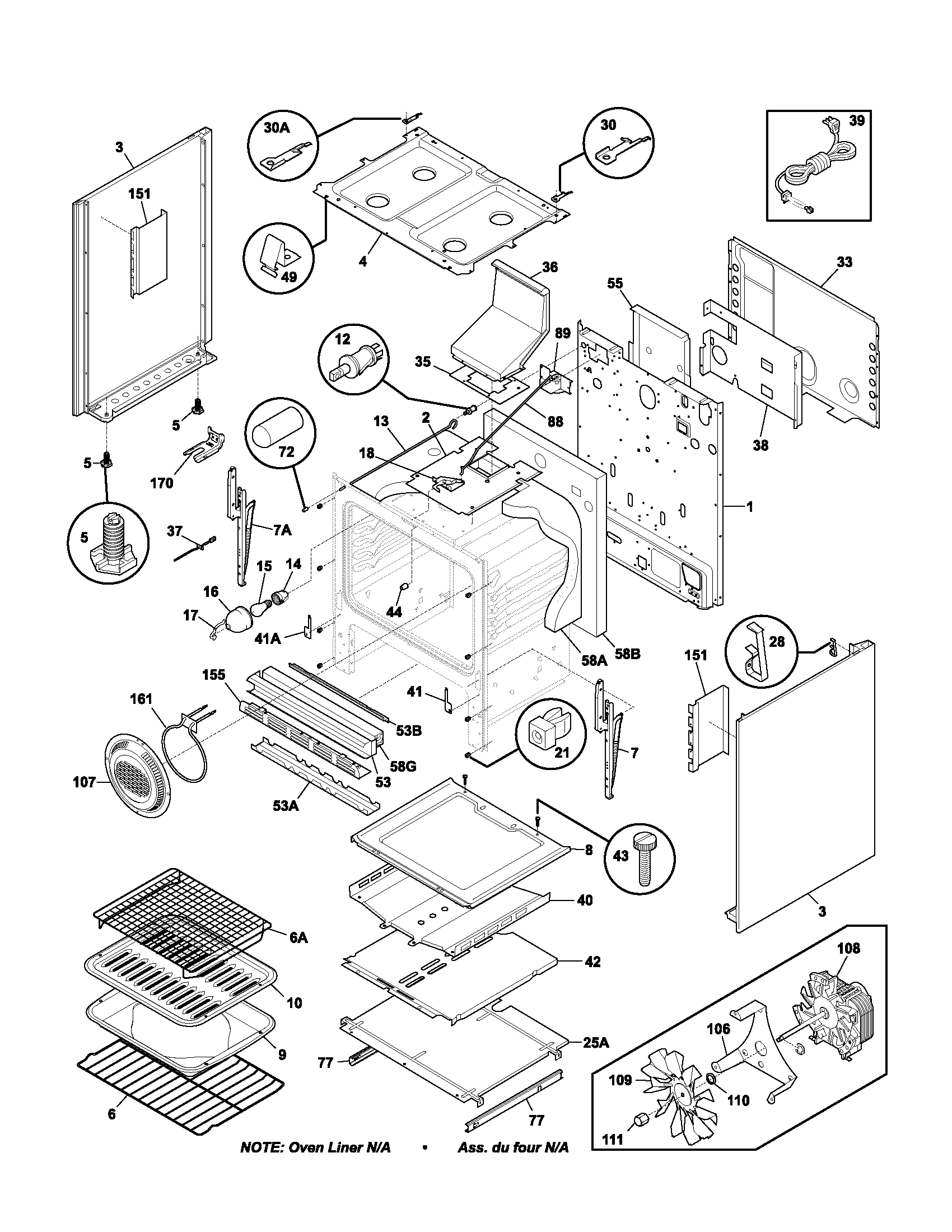 Frigidaire PLGF389CCA body diagram