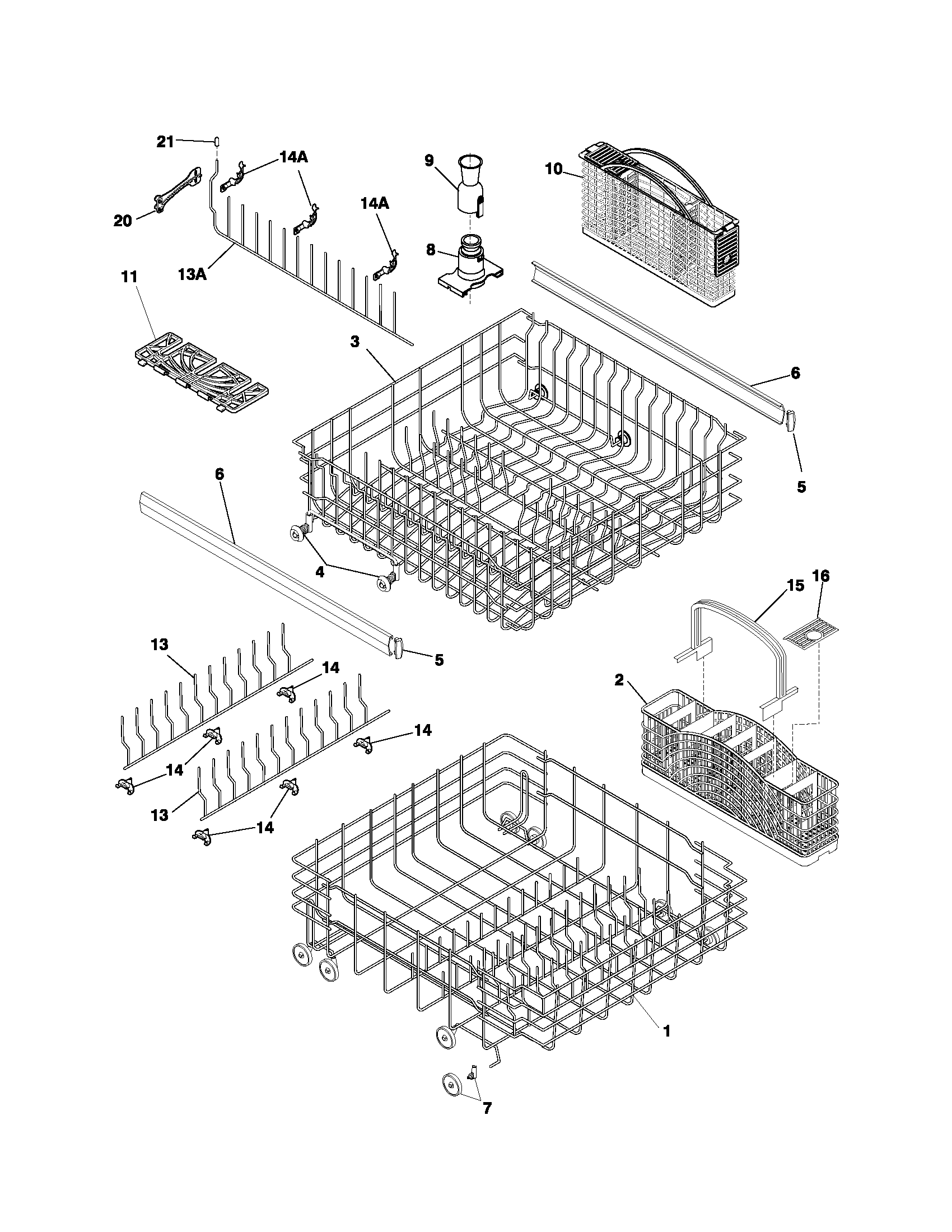 Frigidaire FDBL960BQ0 racks diagram