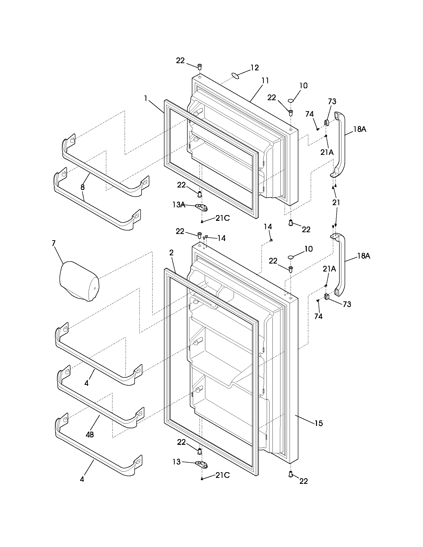 Frigidaire FRT21FD3AW5 door diagram