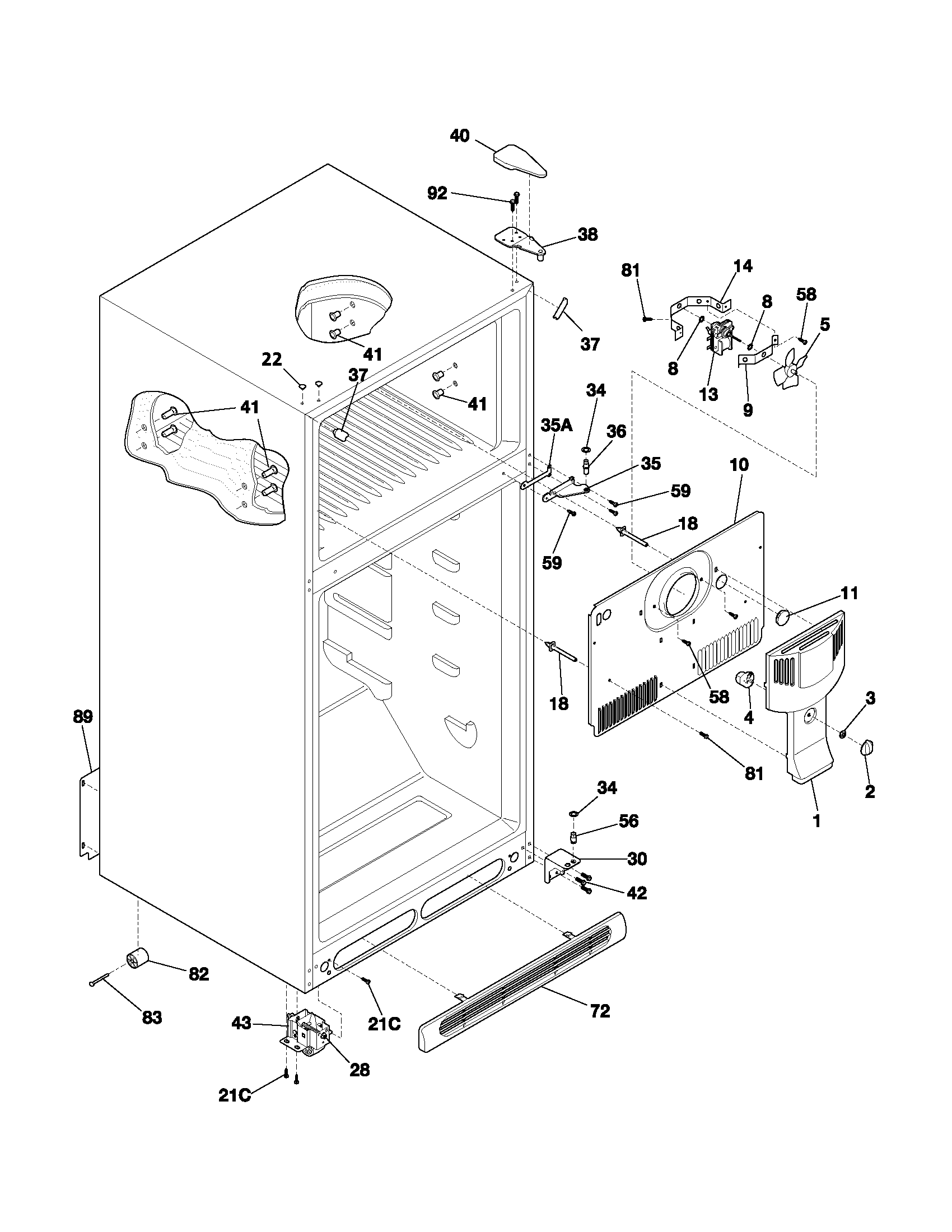 Frigidaire FRT21FD3AW5 cabinet diagram