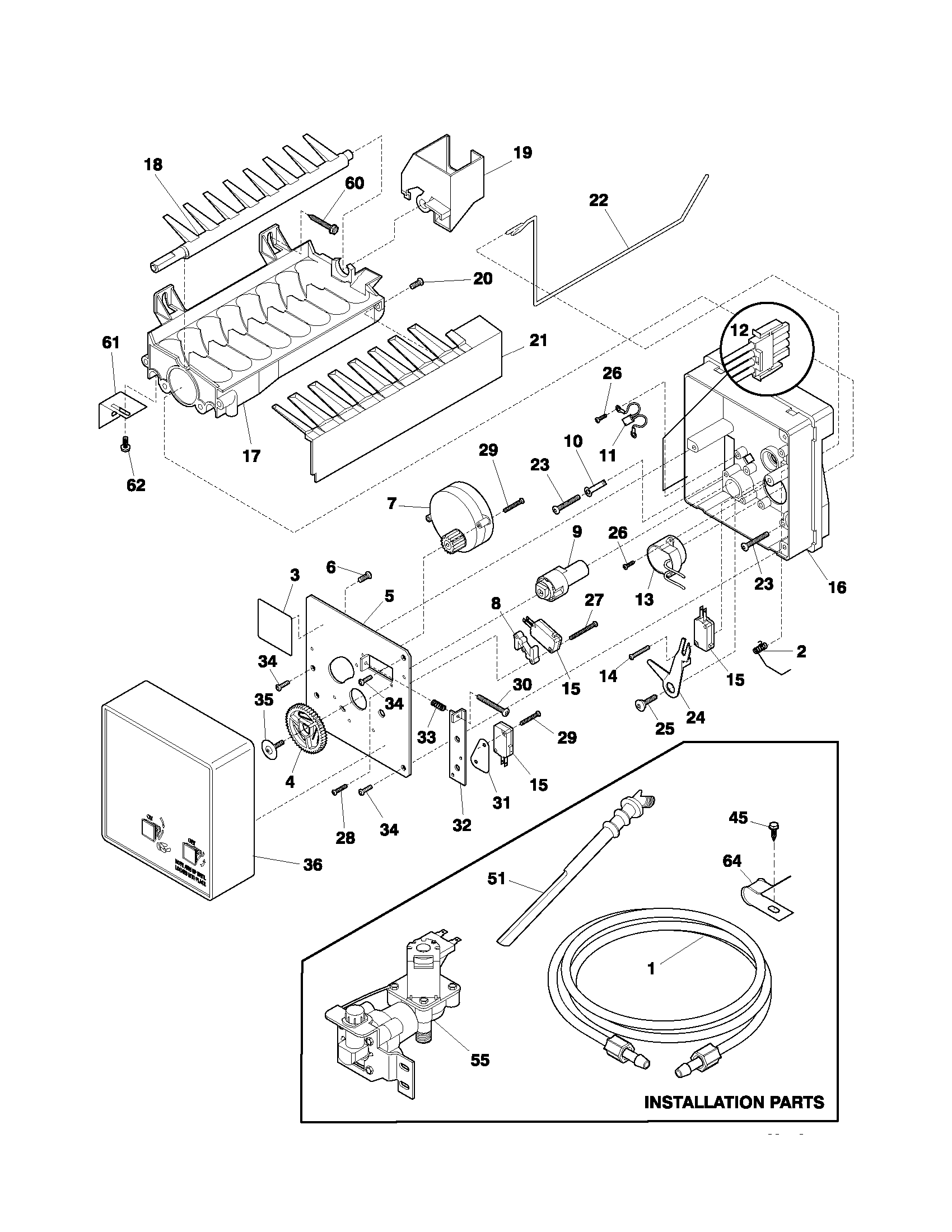 Frigidaire FRT21FD3AW5 ice maker diagram