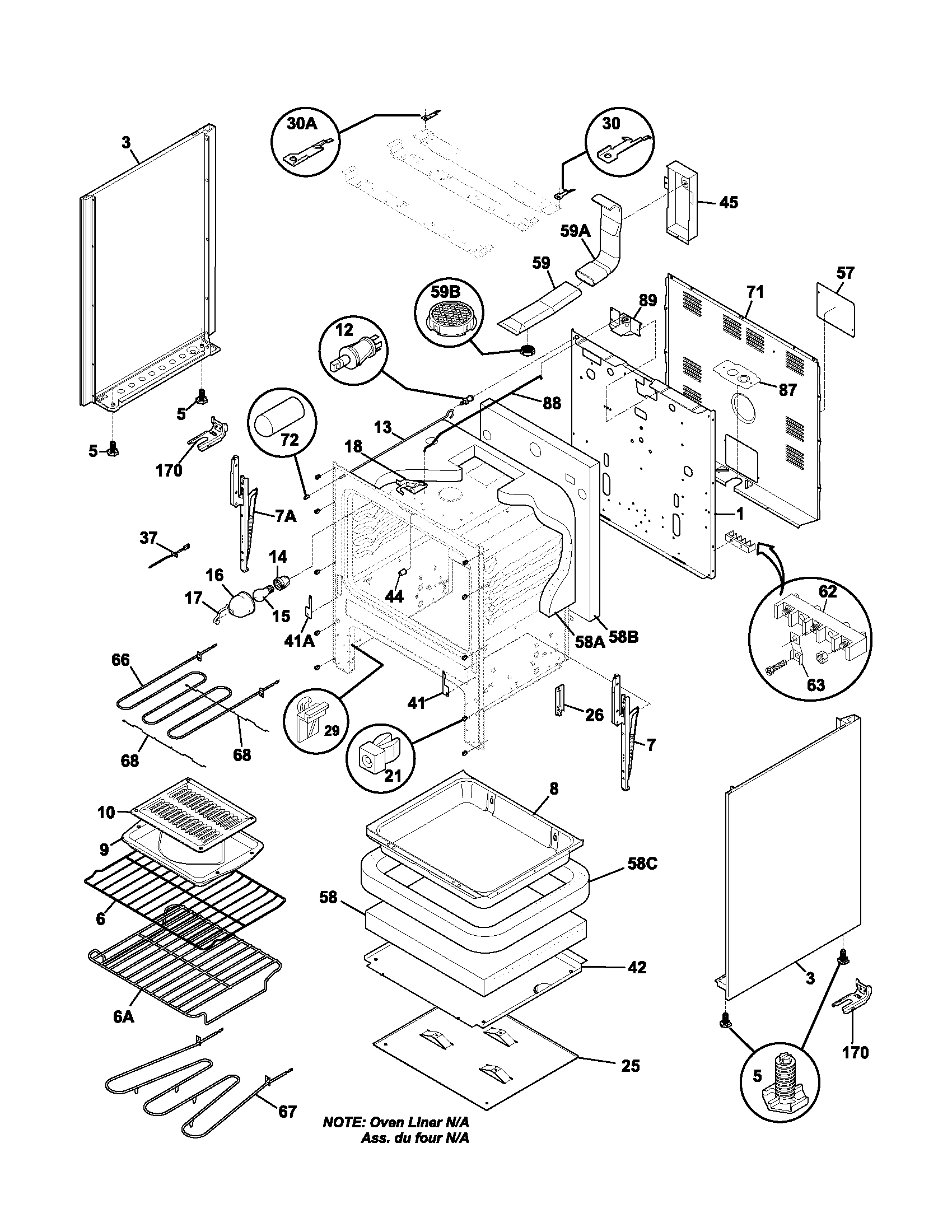 Frigidaire FEFL74ASD body diagram