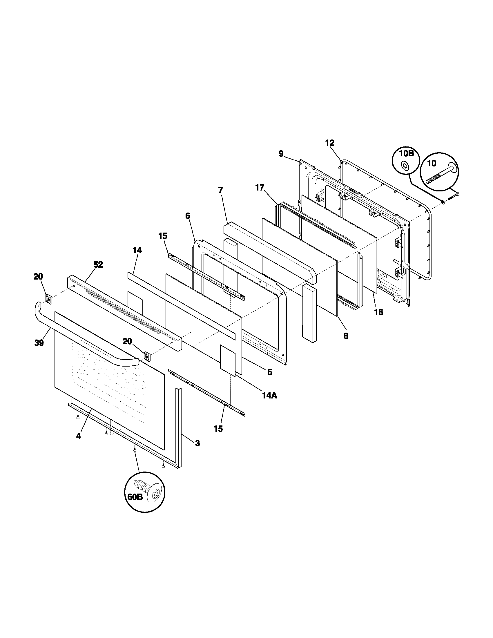 Frigidaire FEFL74ASD door diagram