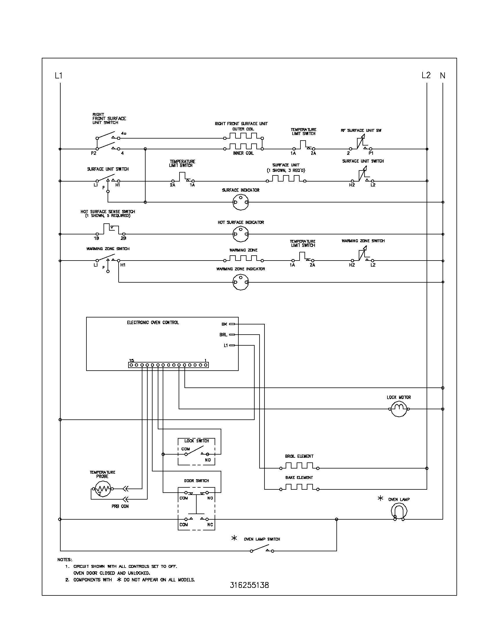 Frigidaire FEFL74ASD wiring schematic diagram