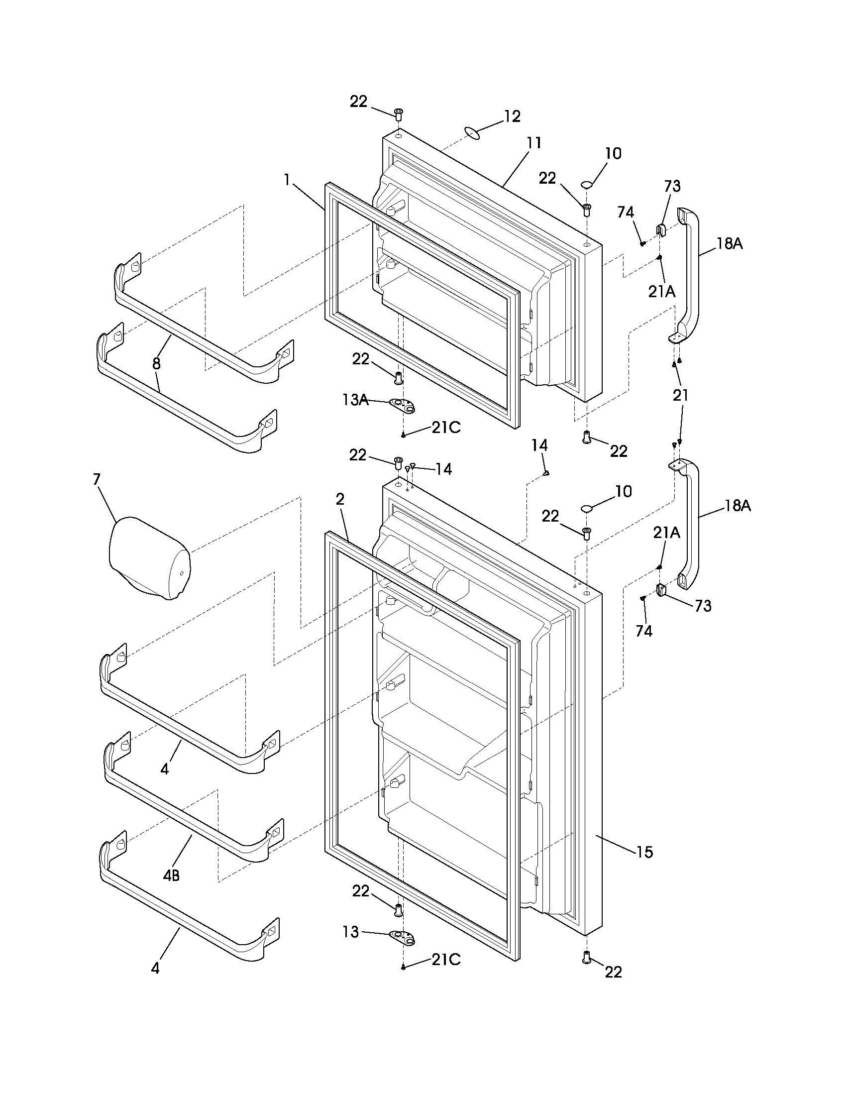 Frigidaire FRT18B4AQ6 doors diagram