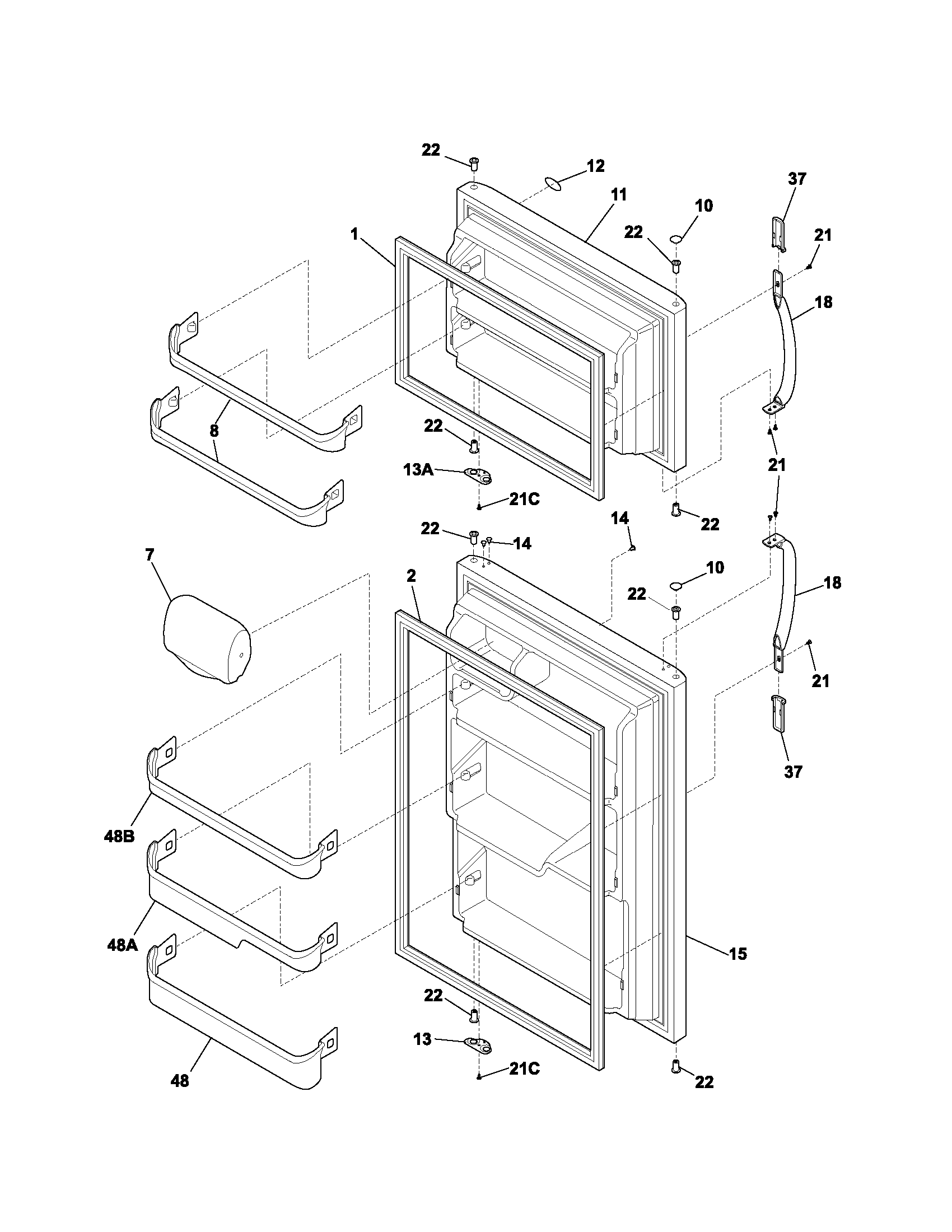 Frigidaire FRT18LN5BW2 doors diagram