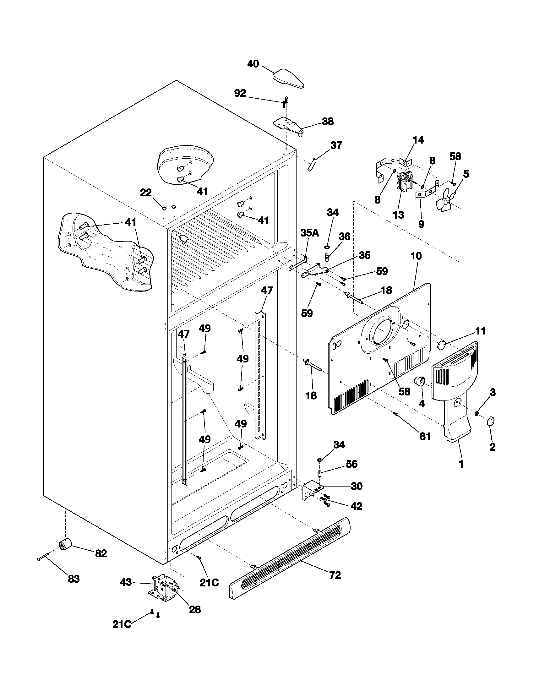 Frigidaire FRT18LN5BW2 cabinet diagram