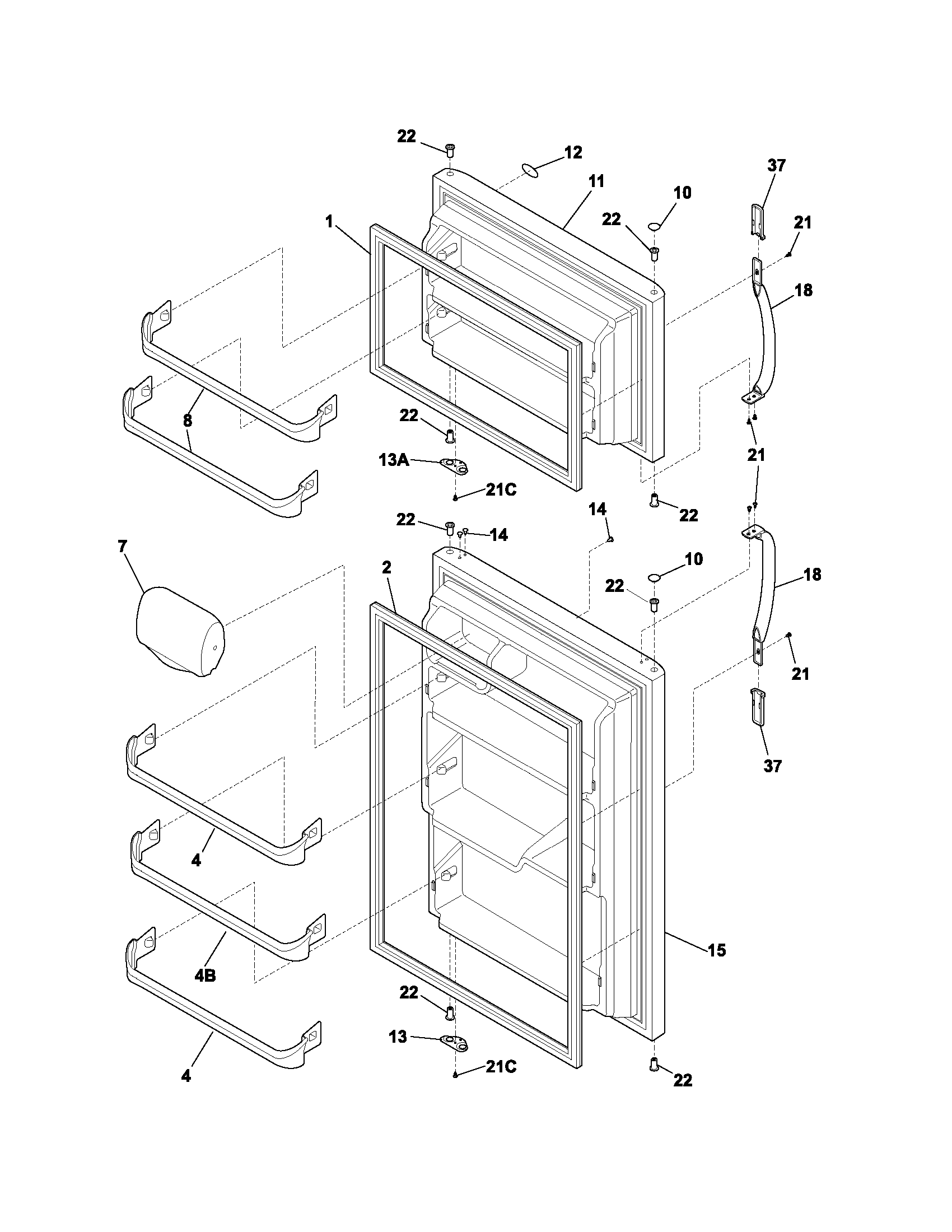 Frigidaire FRT18G4AWA doors diagram