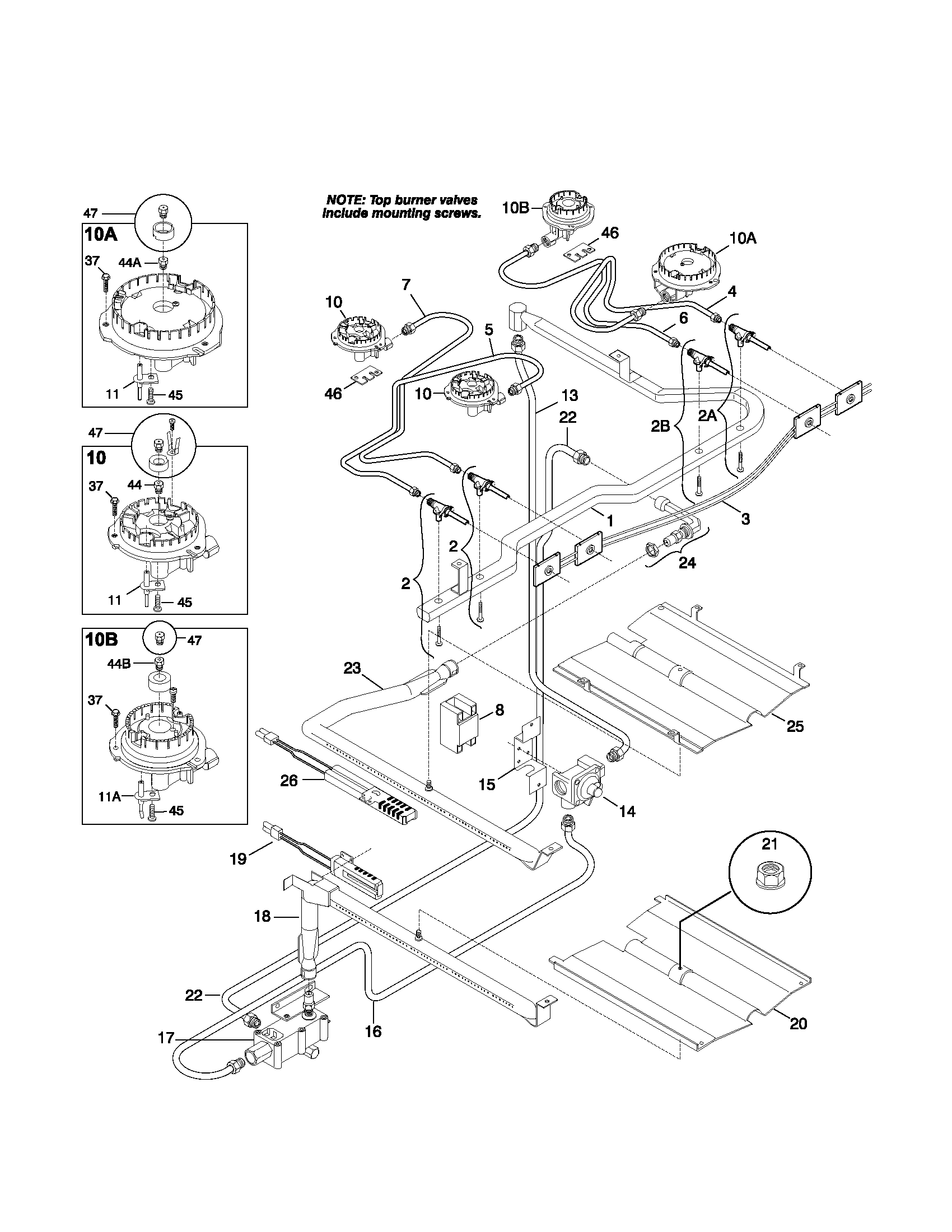 Frigidaire FGF377WJCB burner diagram