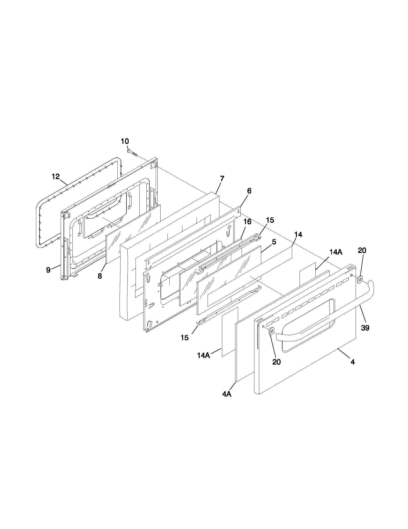Frigidaire FGF377WJCB door diagram