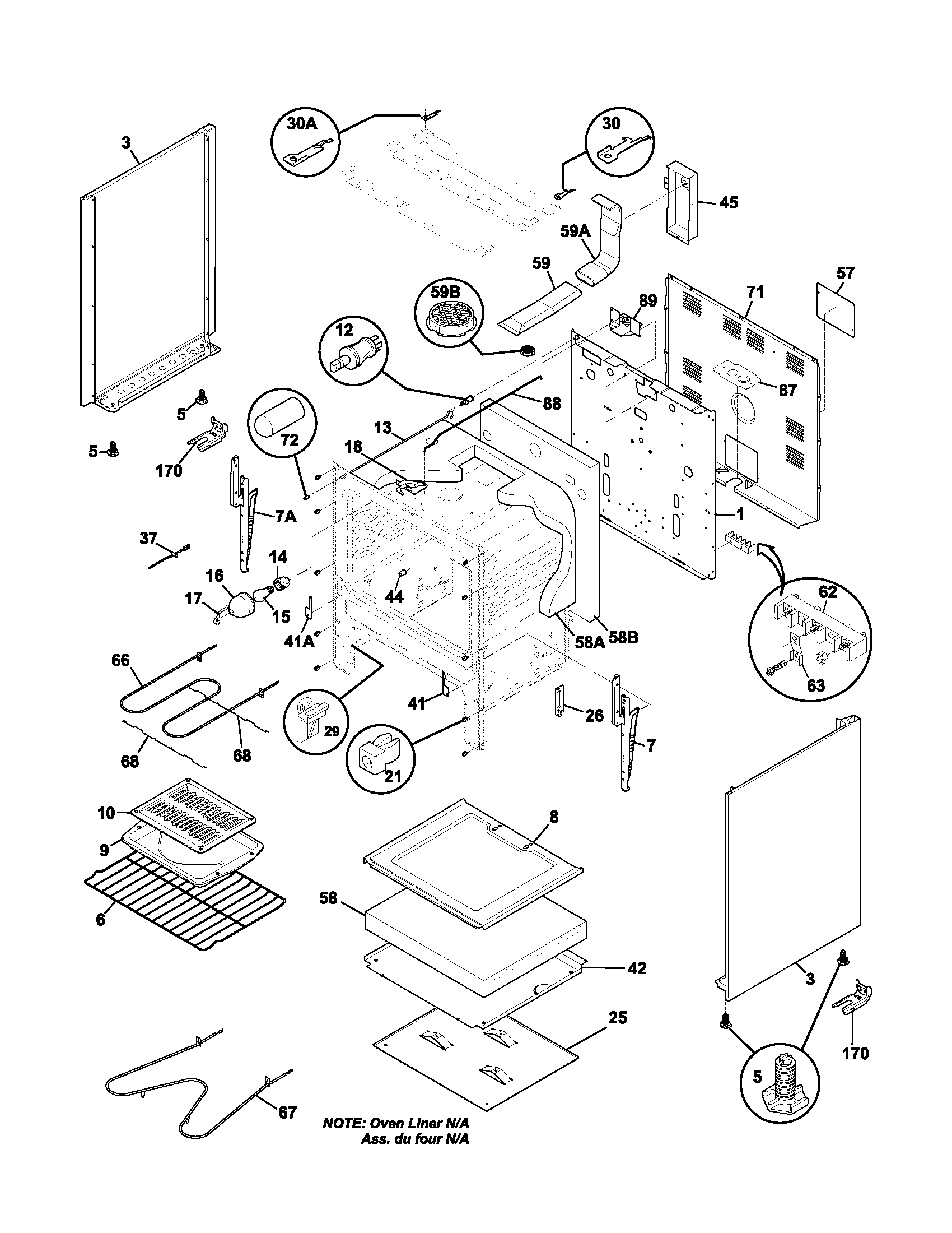 Frigidaire FEF365ASE body diagram
