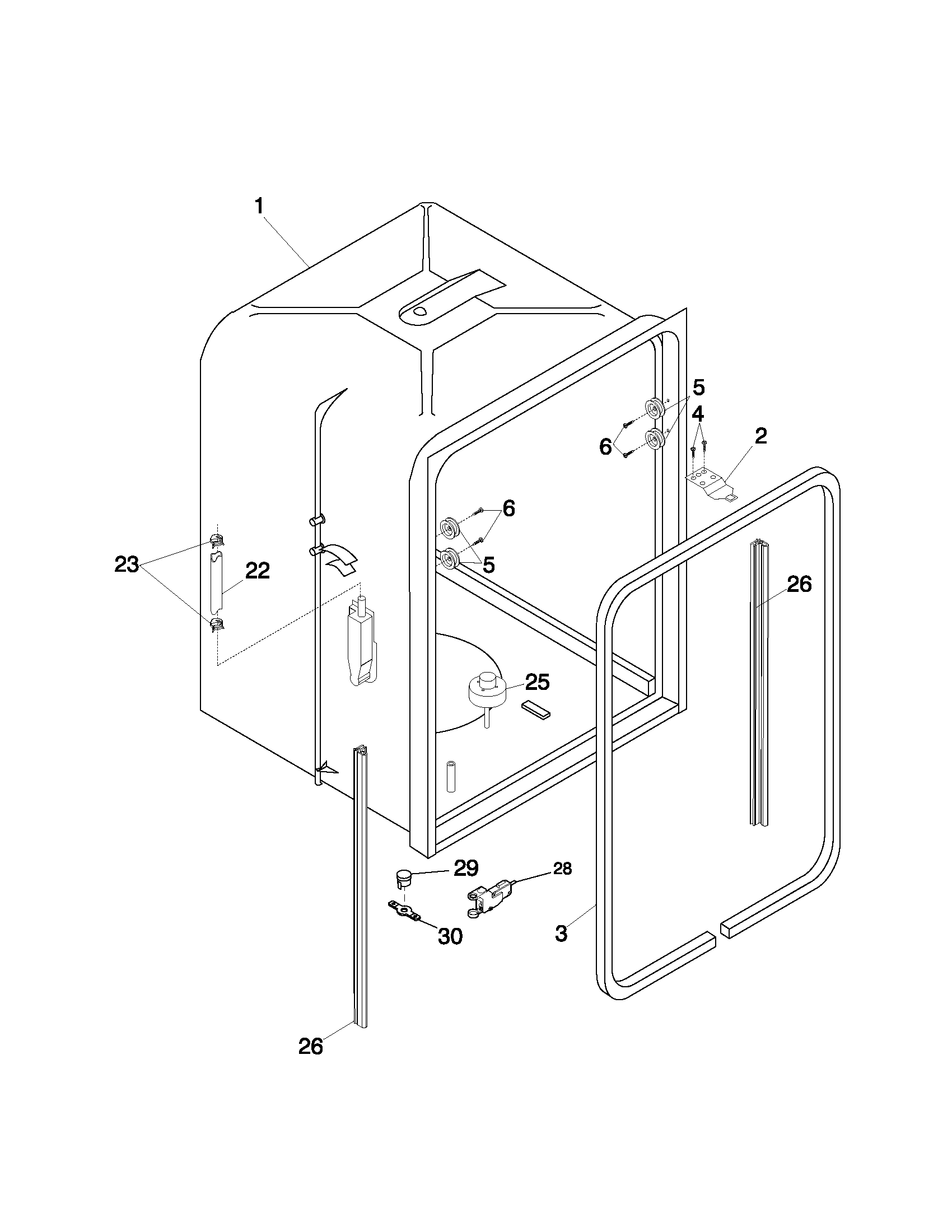 Frigidaire FDP635RBS1 tub diagram