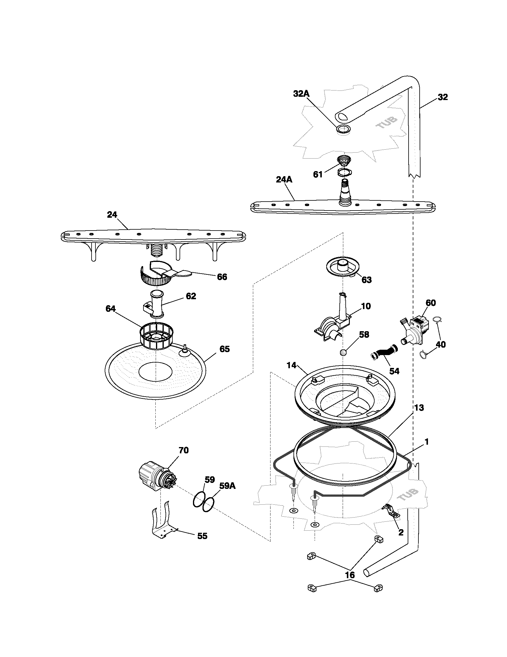 Frigidaire FDP635RBS1 motor & pump diagram