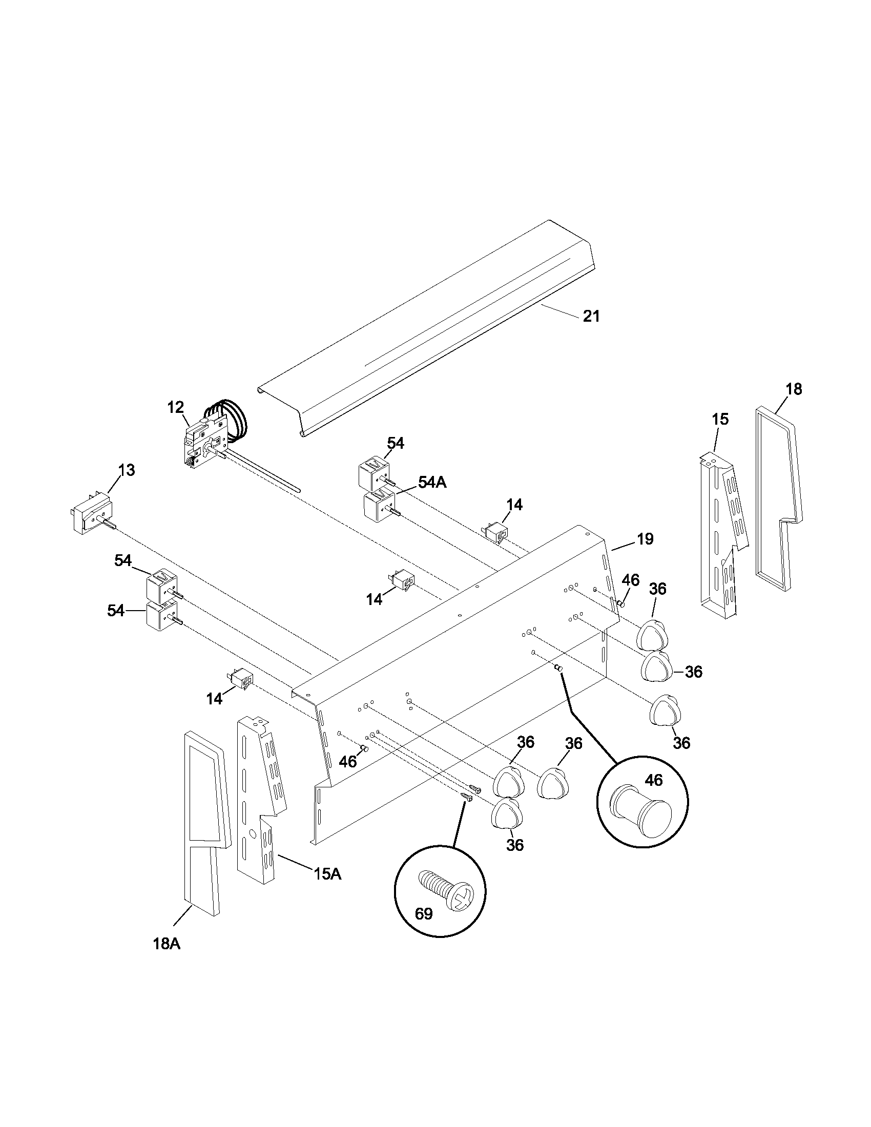 Tappan TEF242BU1 backguard diagram