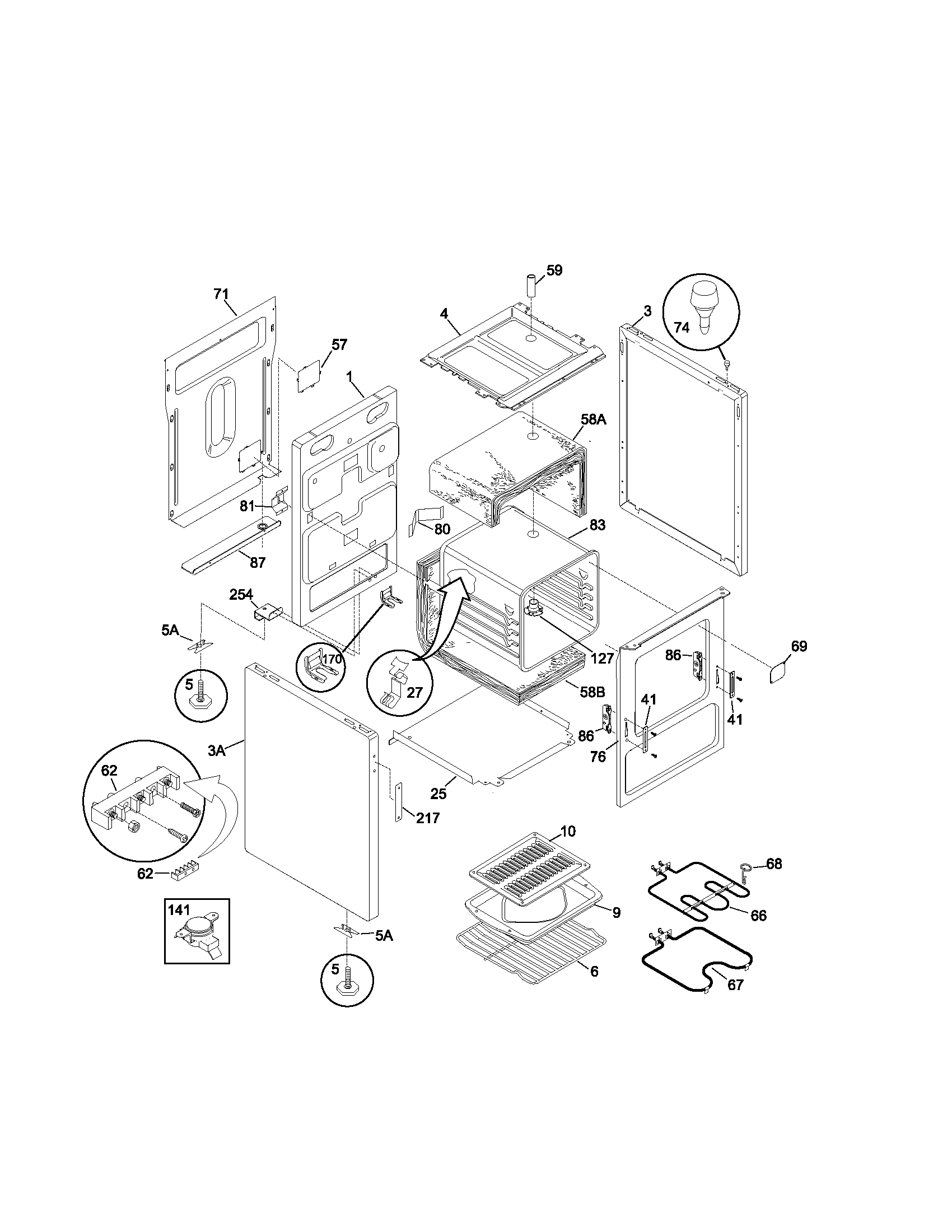 Tappan TEF242BU1 body diagram