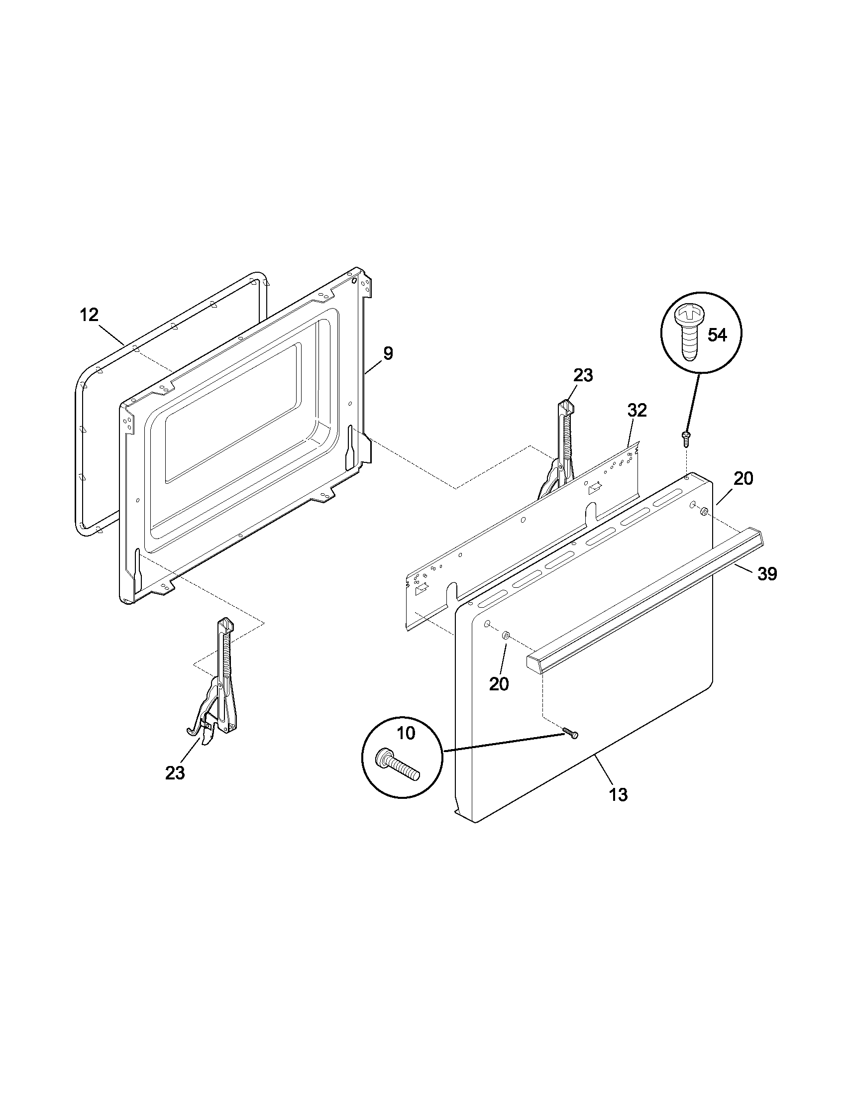 Tappan TEF242BU1 door diagram