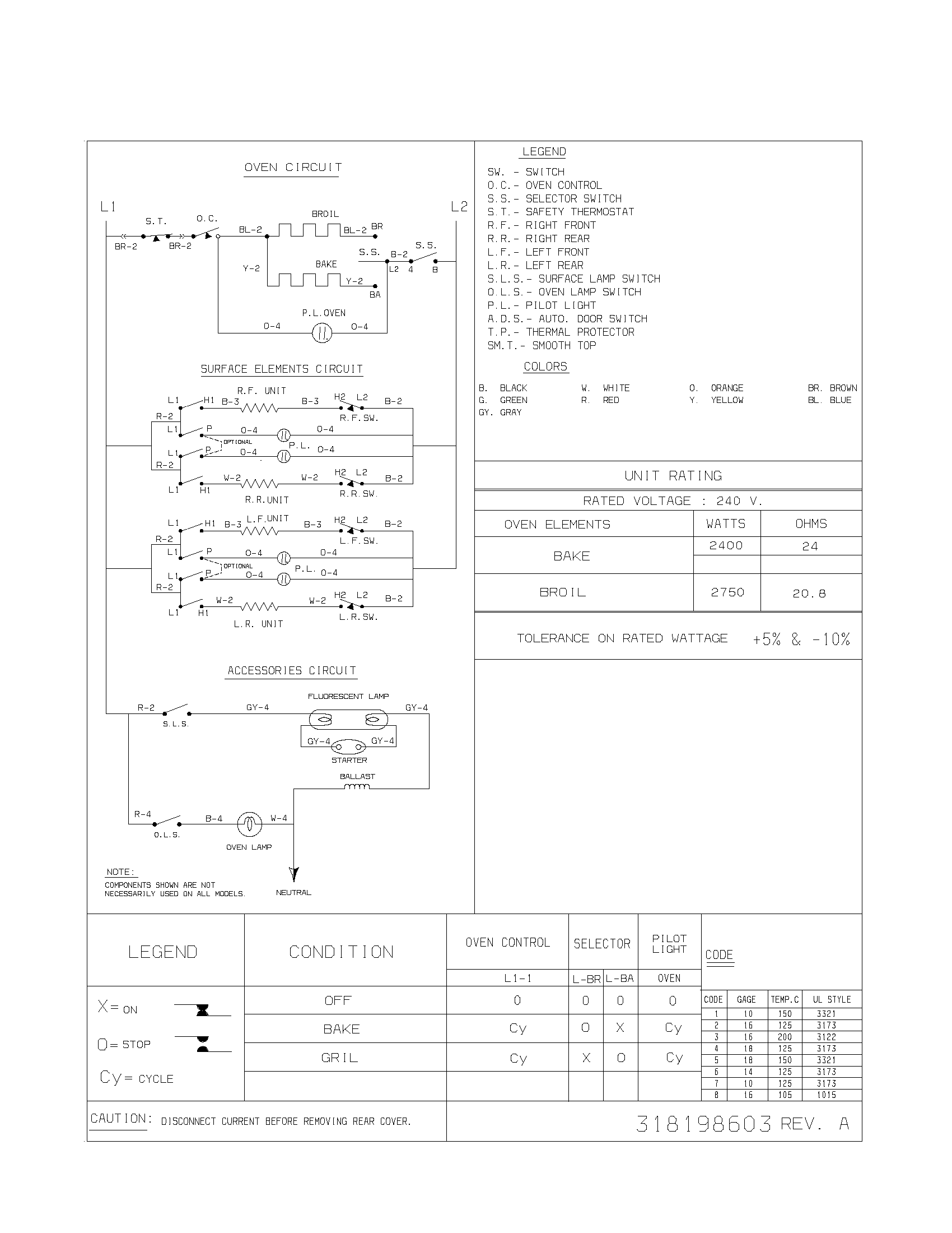Tappan TEF242BU1 wiring diagram diagram