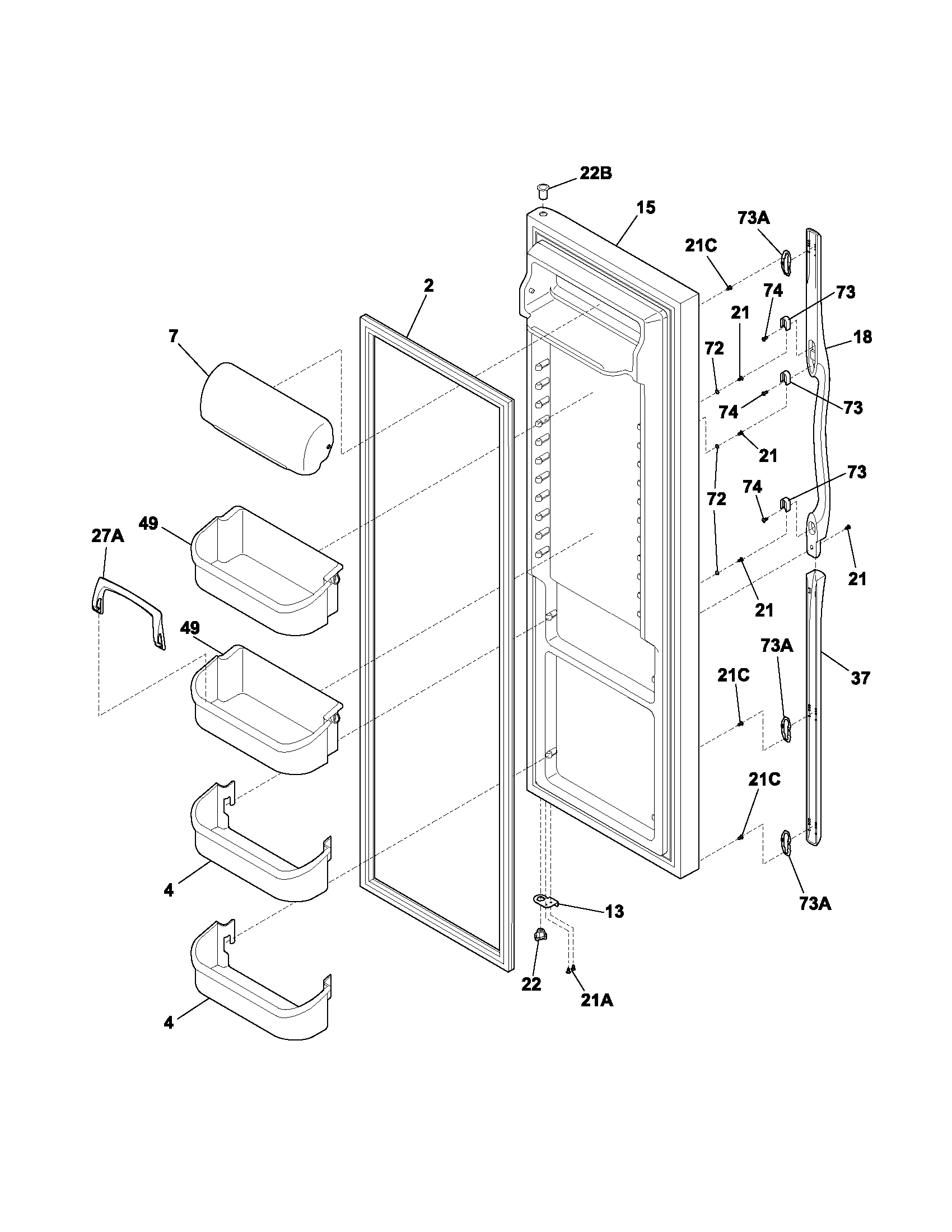 Frigidaire GLHS280ZAQ5 refrigerator door diagram