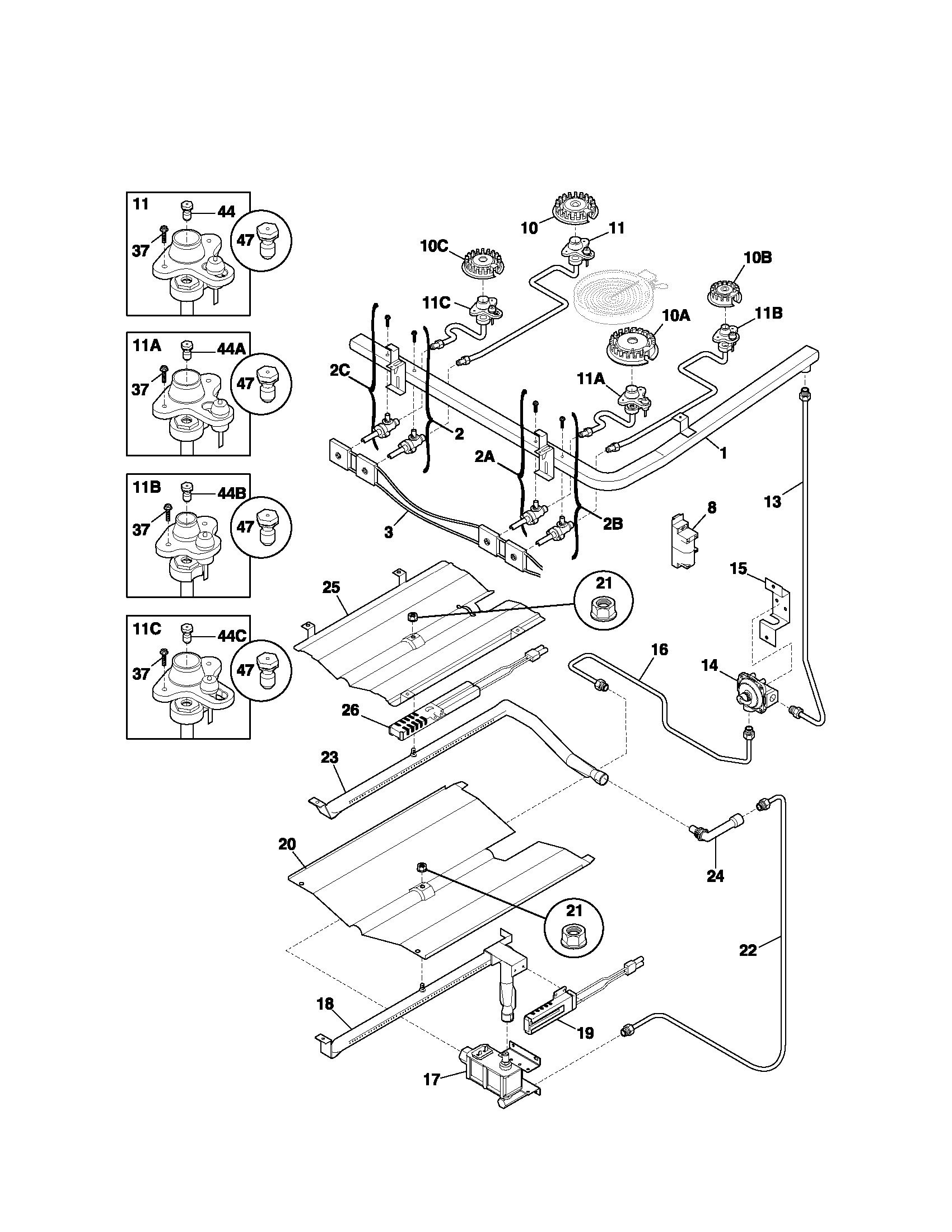 Kenmore 79079019101 burner diagram