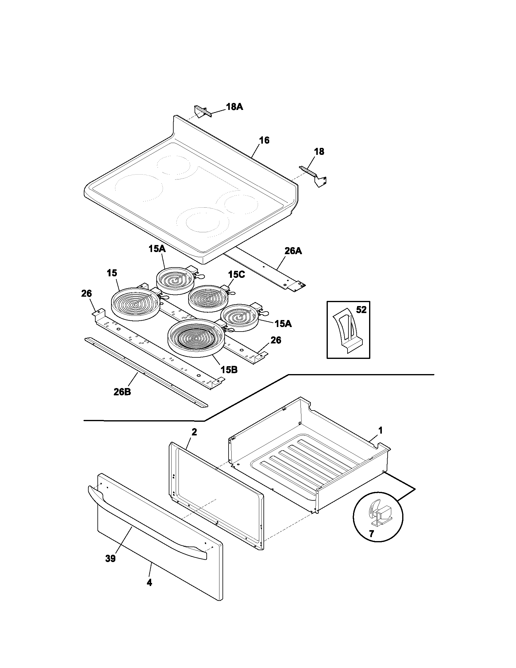 Kenmore 79095663201 top/drawer diagram