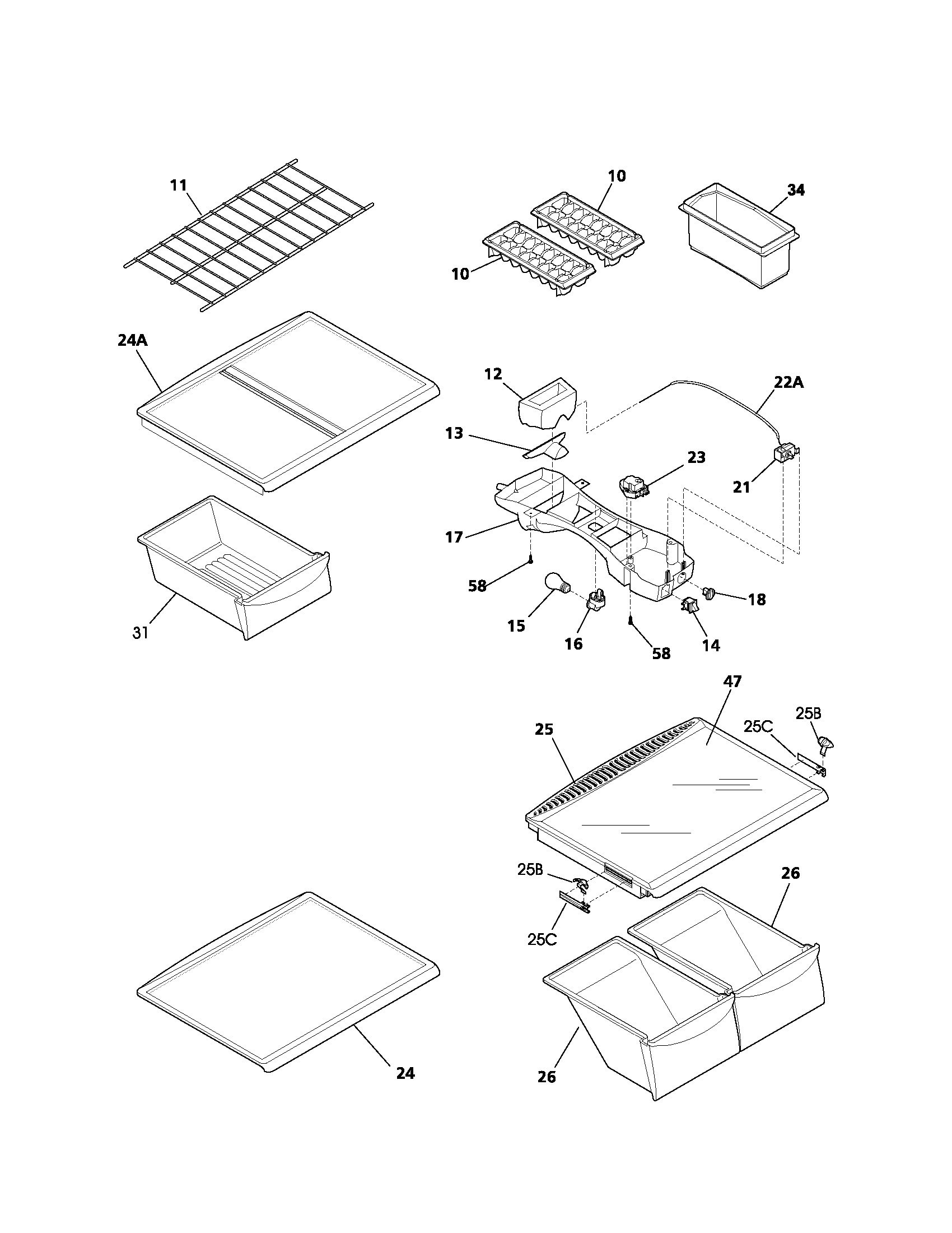 Kenmore 2536188210C shelves diagram