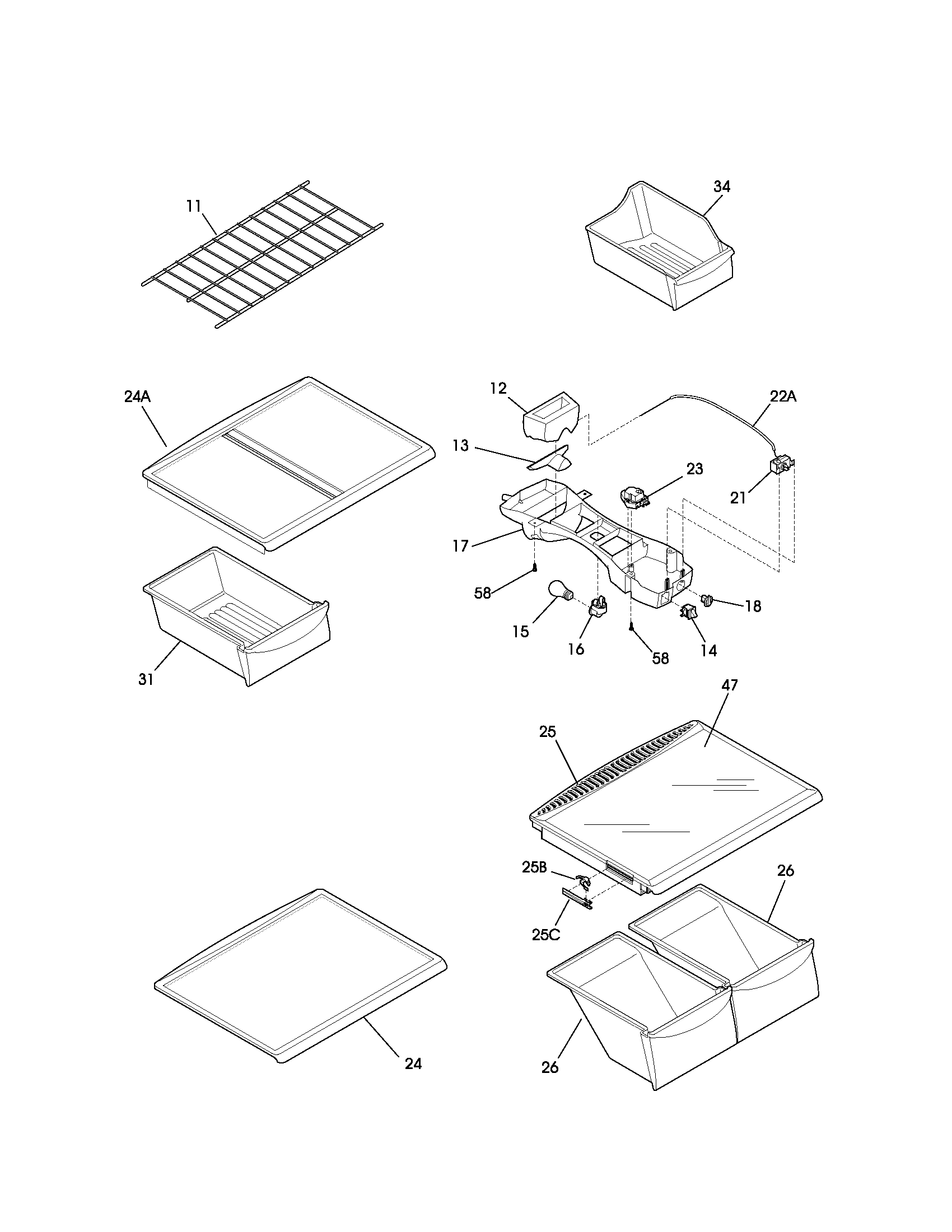 Kenmore 2537184410C shelves diagram
