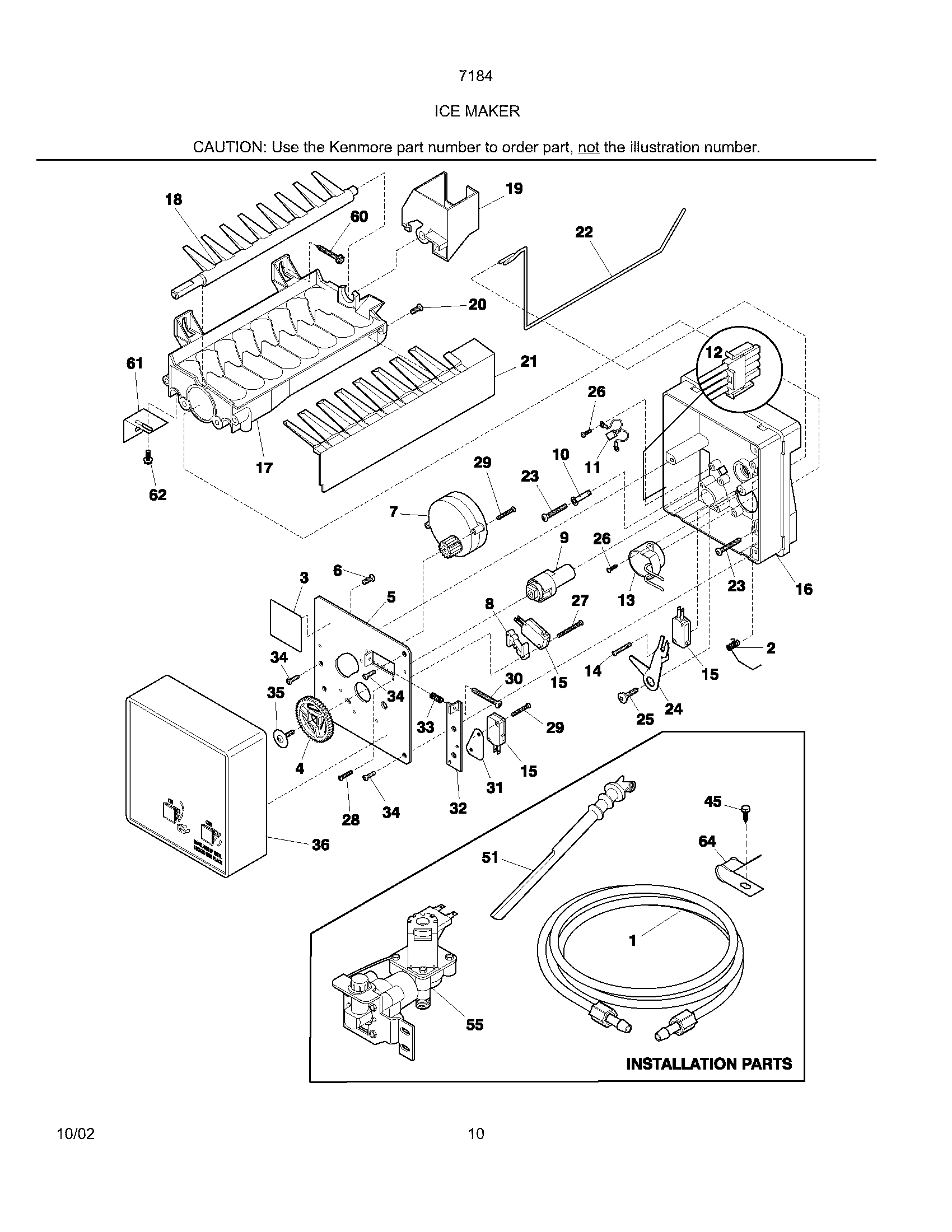 Kenmore 2537184410C ice maker diagram