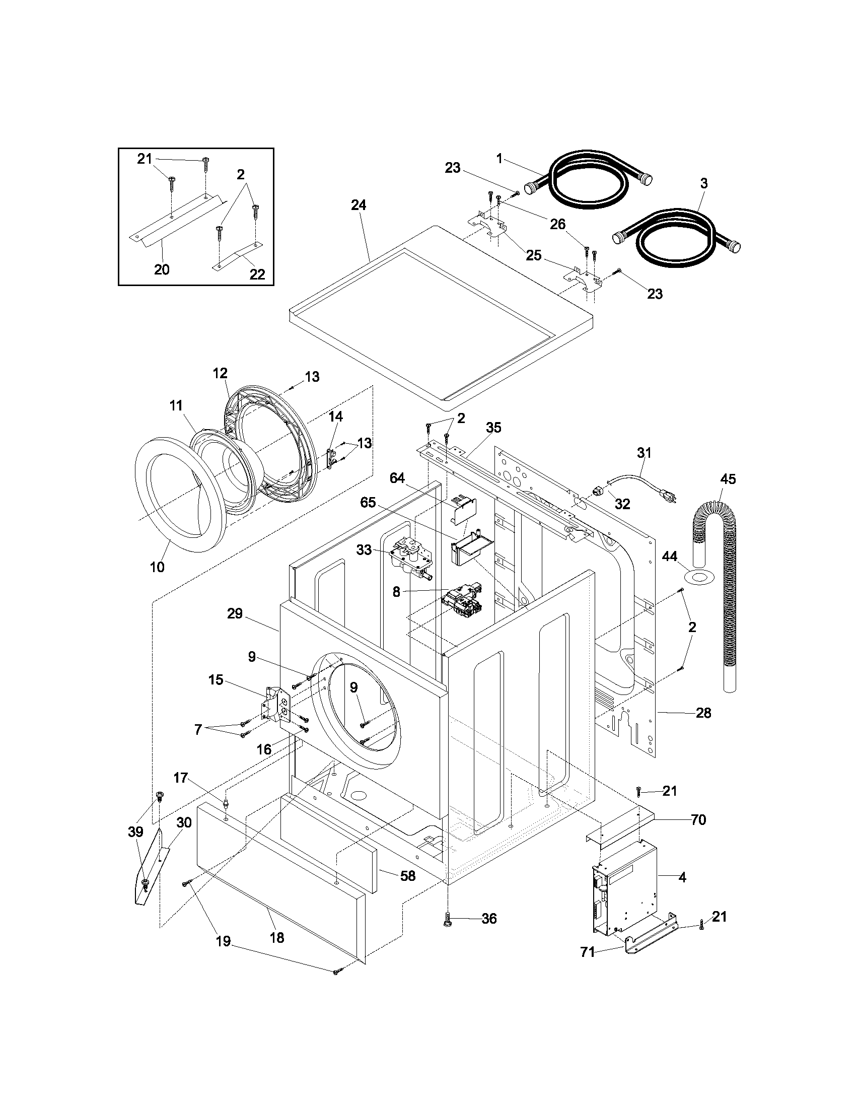 Kenmore 41743142200 cabinet/door/top diagram
